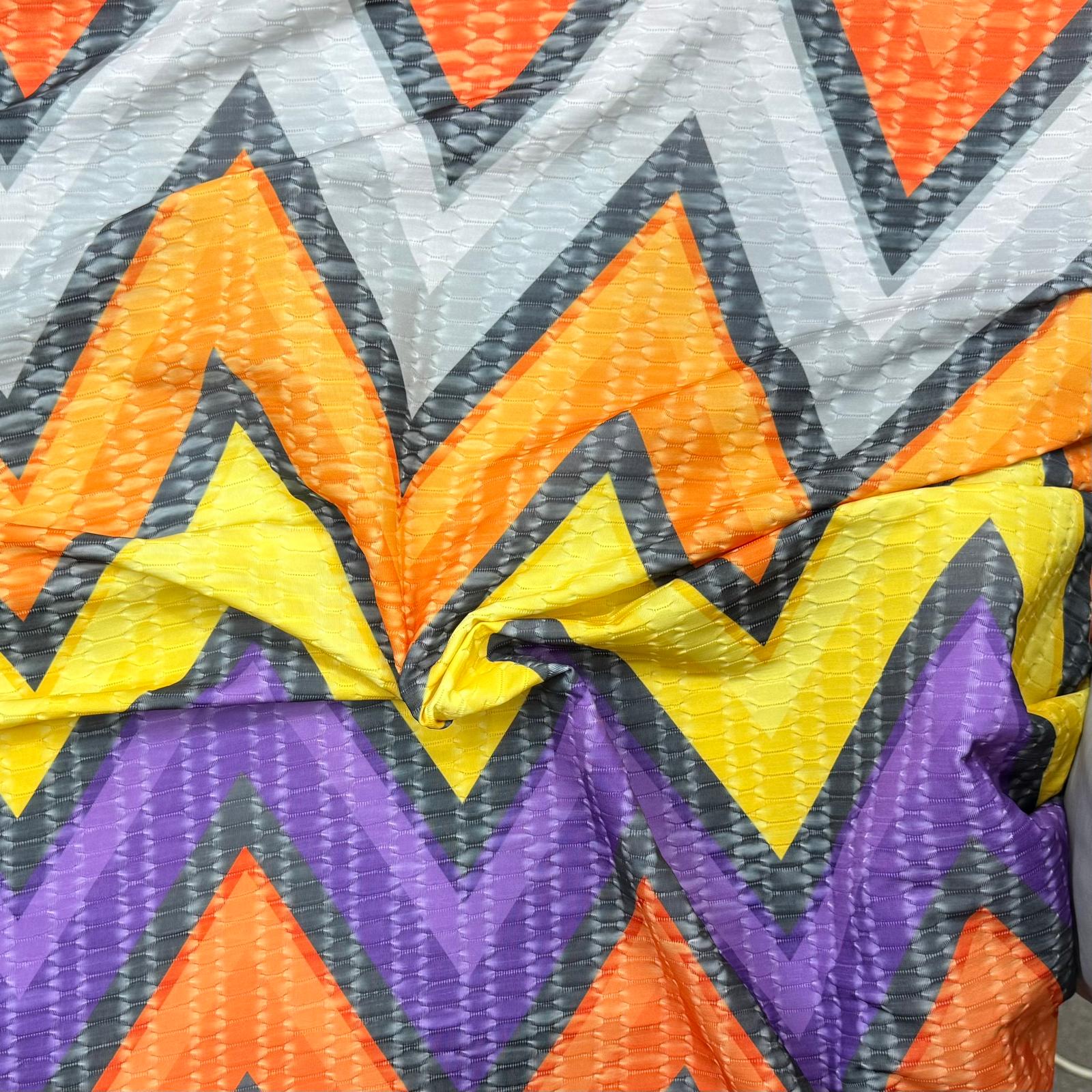 Pound A Metre 3 Metres Luxurious Printed Dobby Jersey 55" Wide (Zigzag)