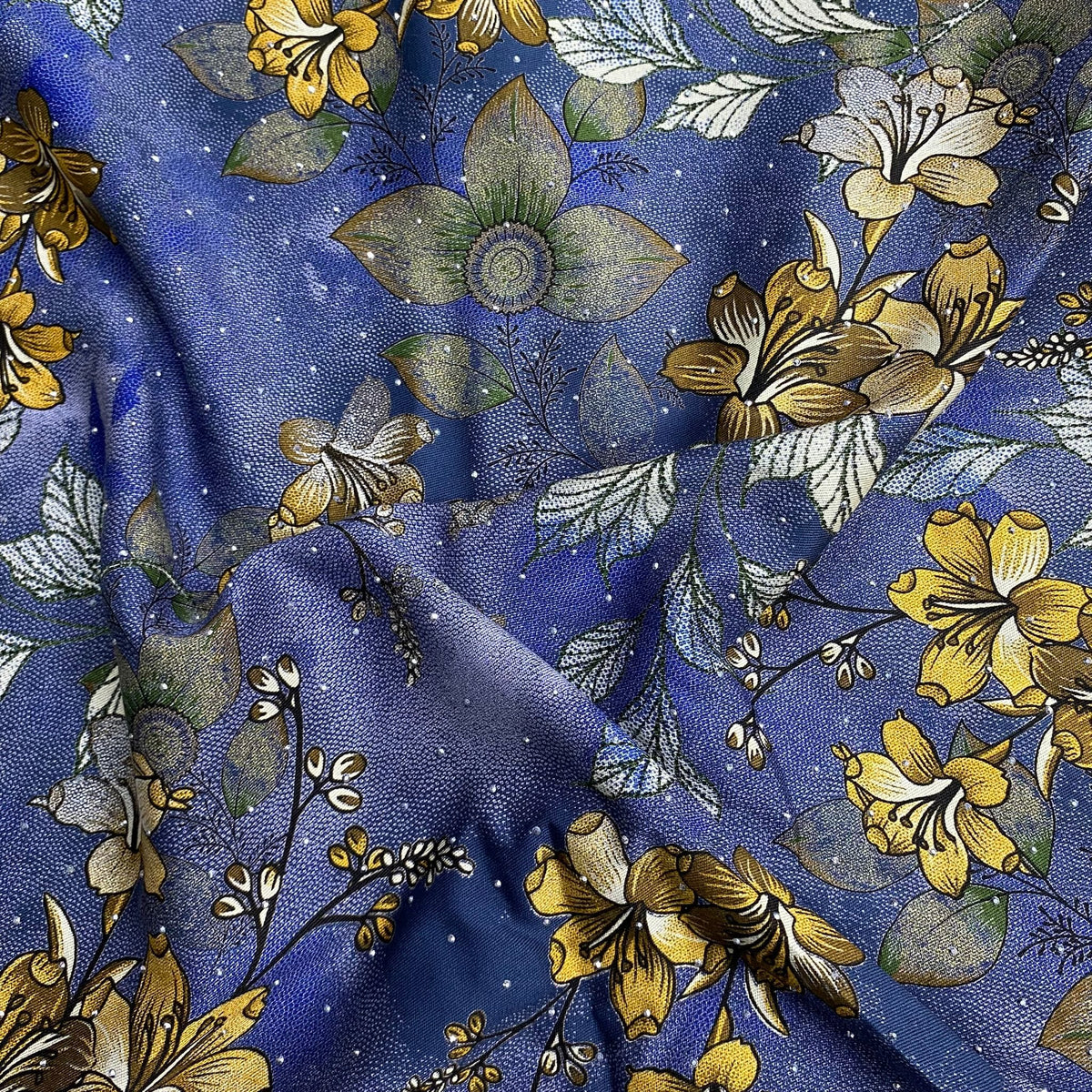 Pound A Metre 3 Metres Luxury Diamante Printed Winter Viscose- 55'' - (Jeans)