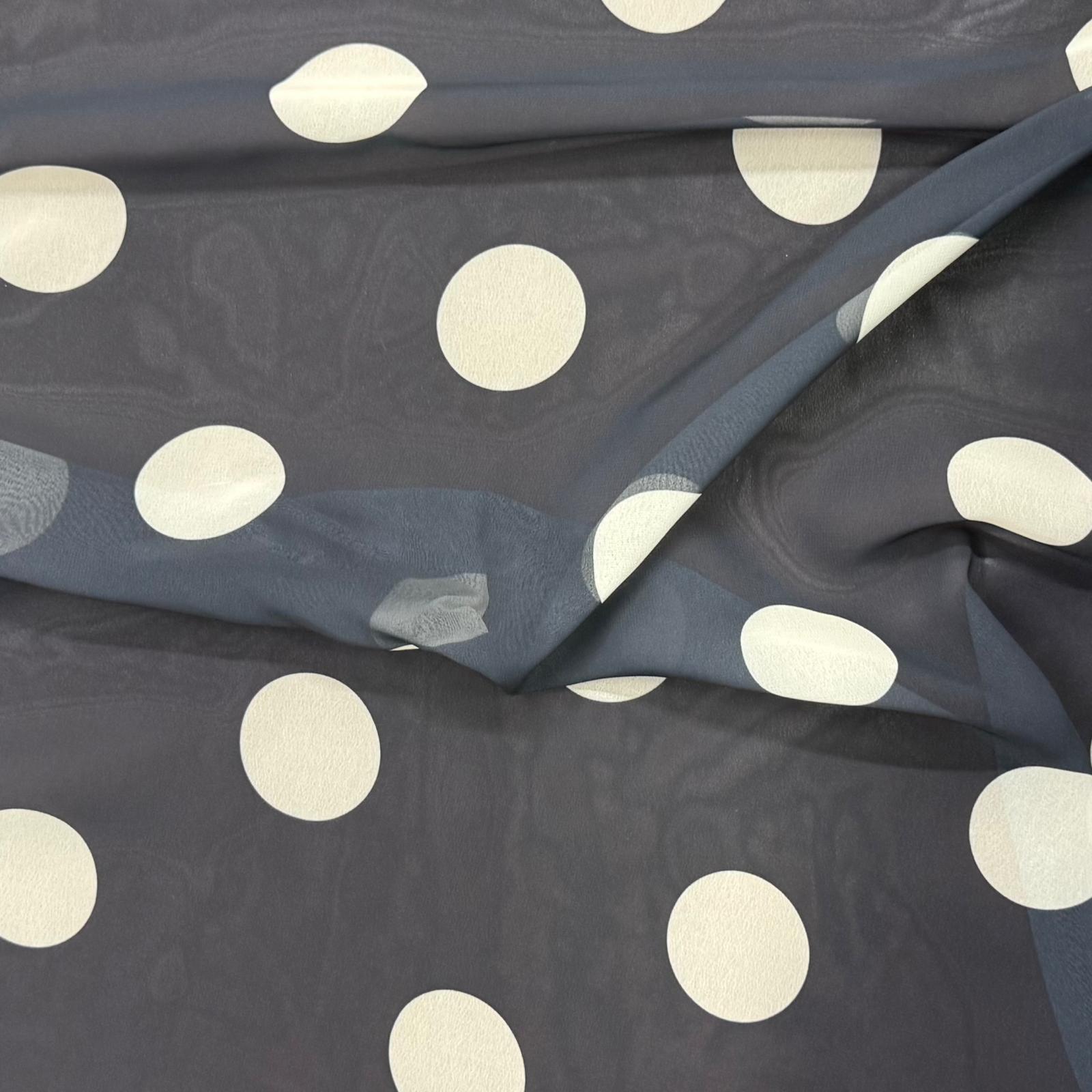 Pound A Metre 3 Metres Super Smooth Printed Chiffon 55" Wide (Polka)