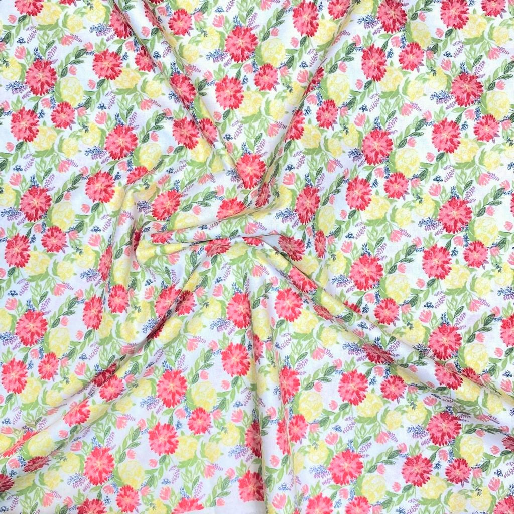 2 Metres, Printed Digital Cotton, 'Flowers' - 45" Wide
