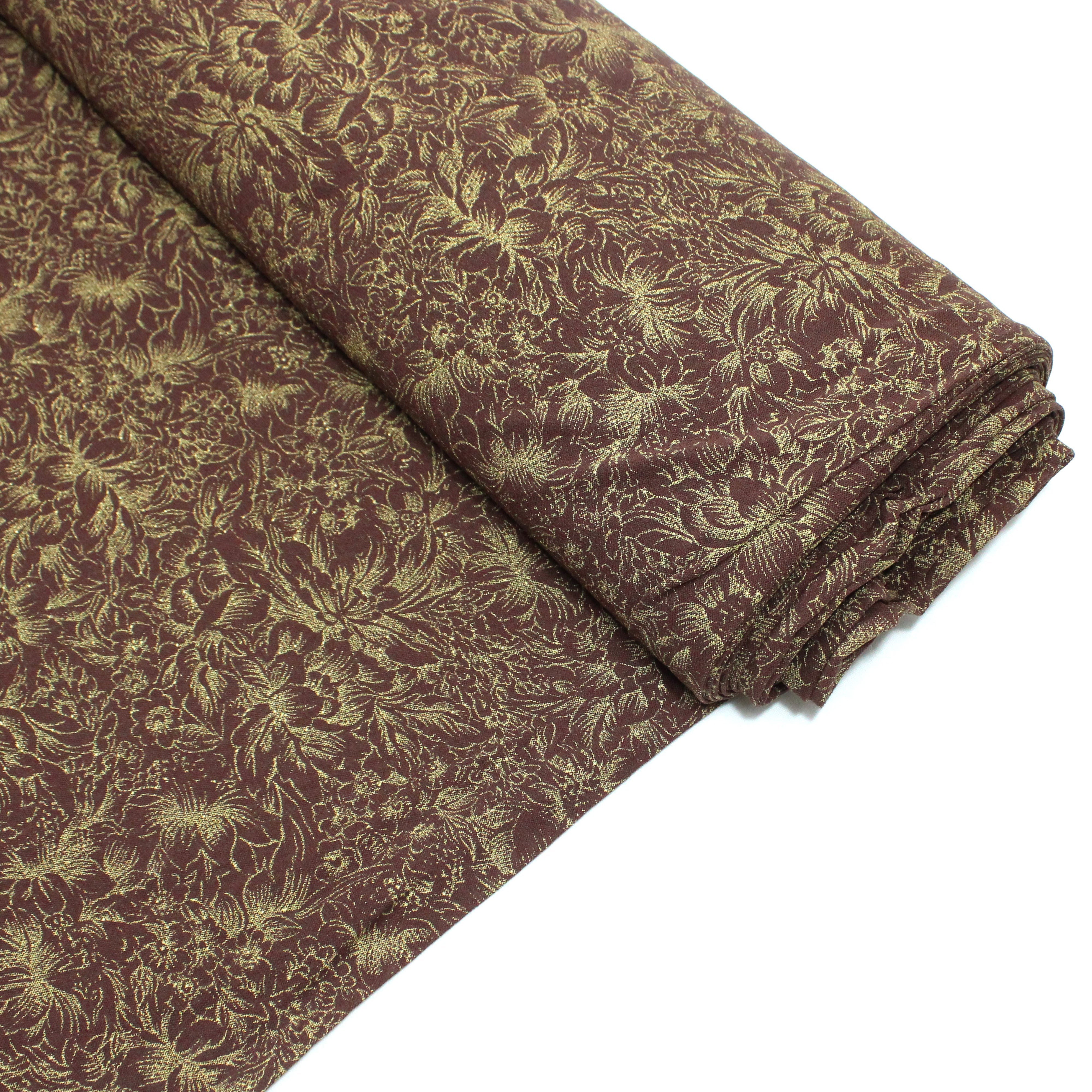 10 Metres Soft Printed Mesh Jersey - 55" Wide (Brown & Gold)