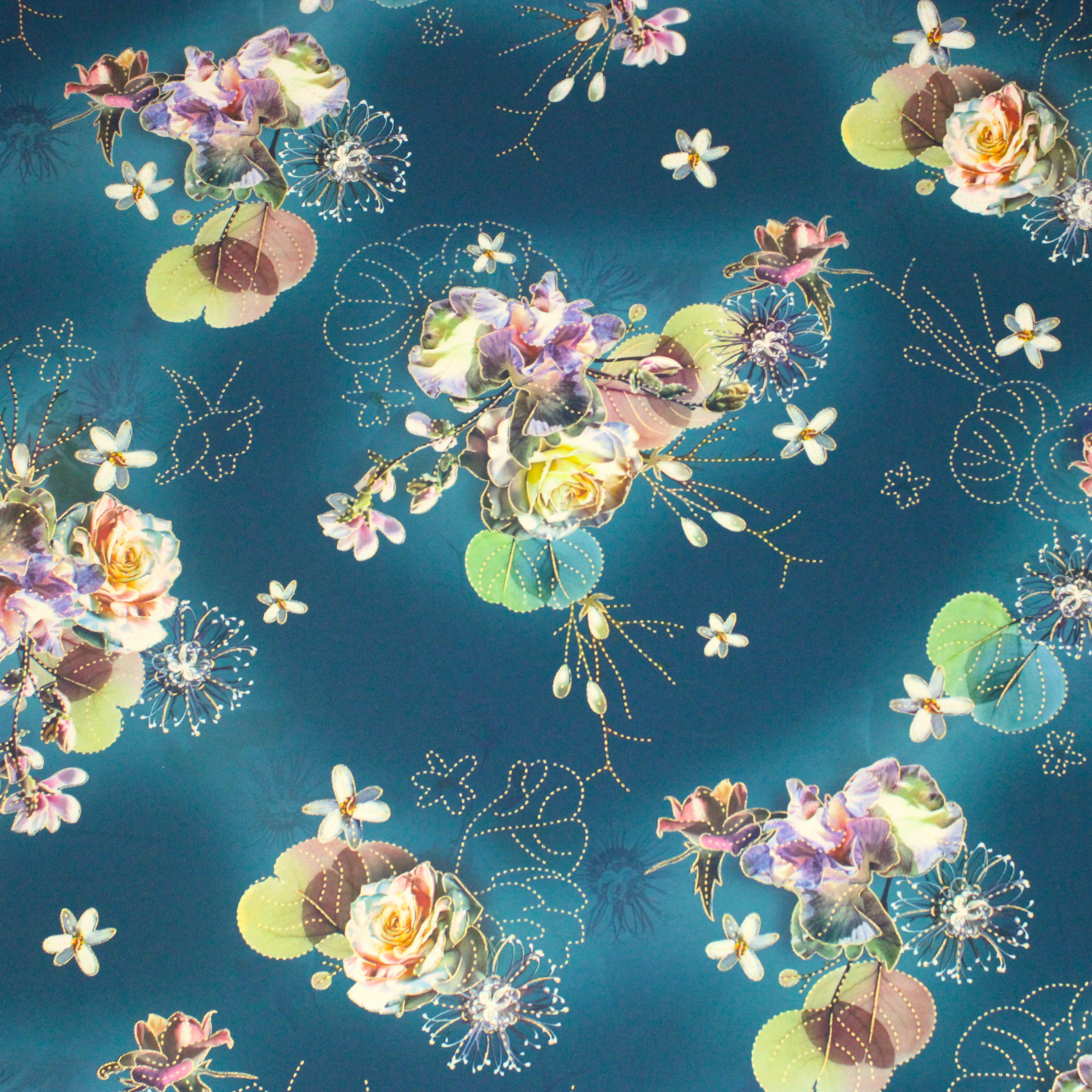 Soft Matt Printed Satin, 'EMERALD' - 55" Wide (3 Metres)