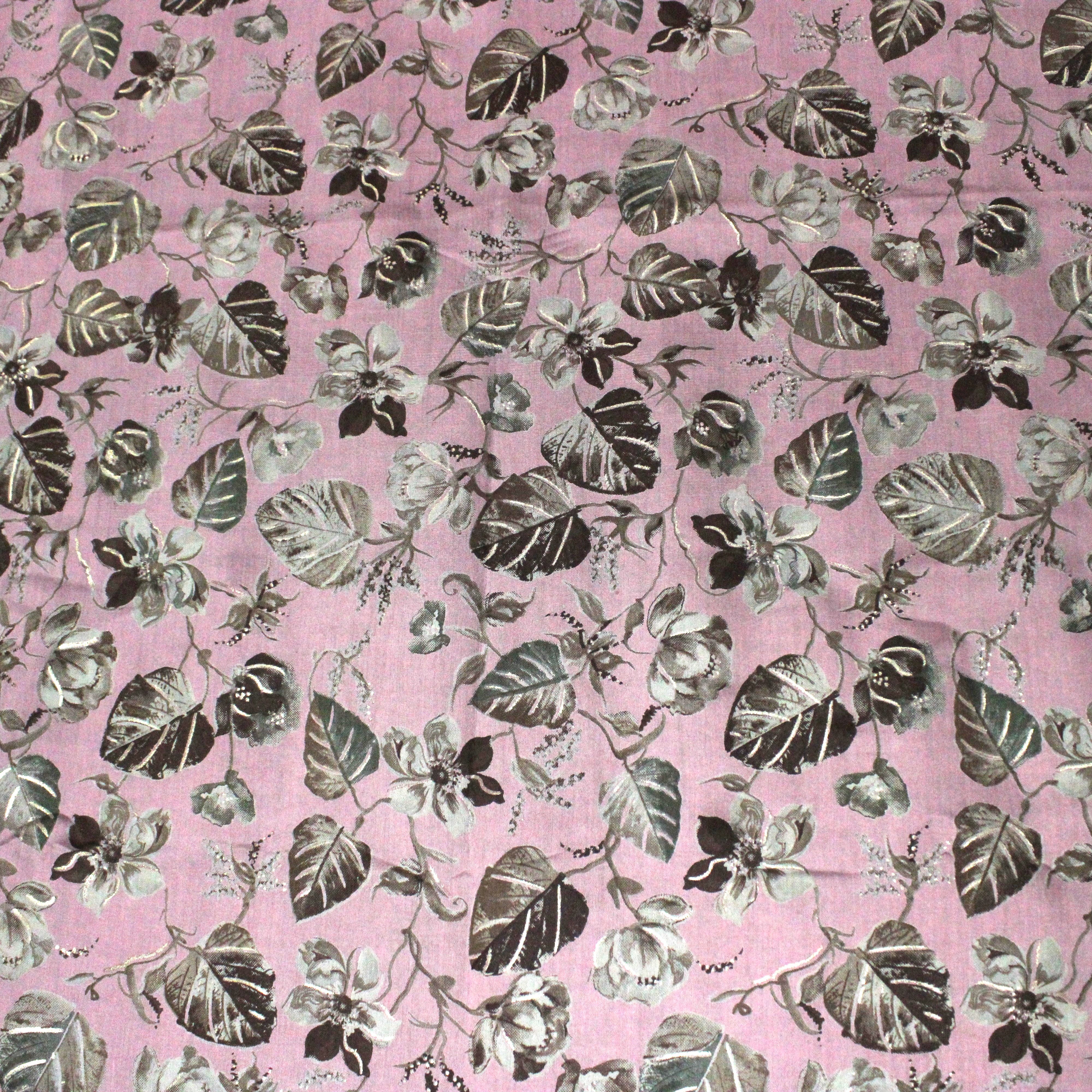 Digital Roman Silk, 'LEAFS PINK' -45" Wide (3 Metres)