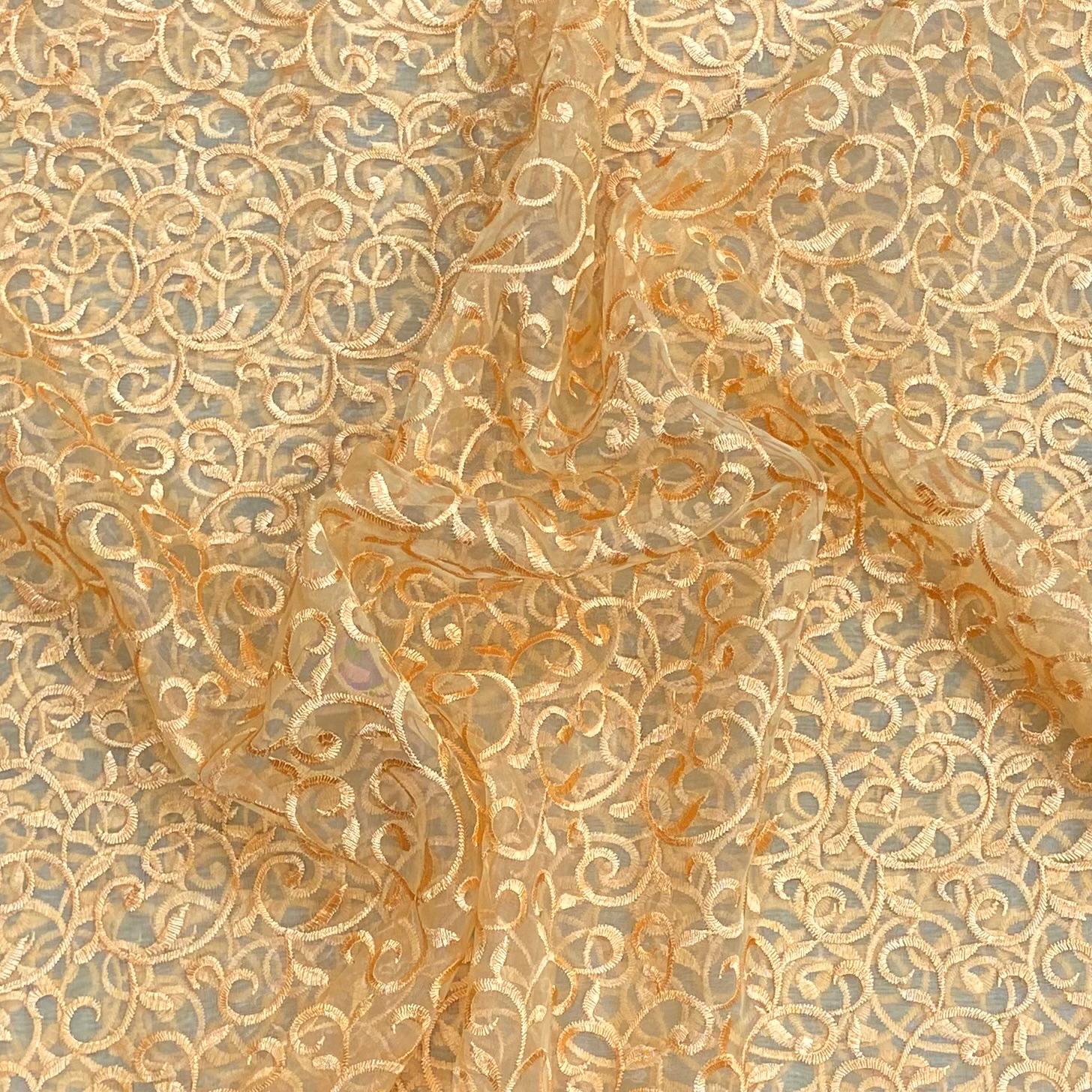 3 Metres Luxurious Embroidery Organza - 55 " Wide (Gold)