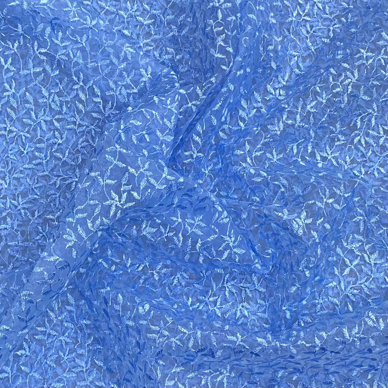3 Metres Luxurious Embroidery Organza - 55 " Wide (Blue)