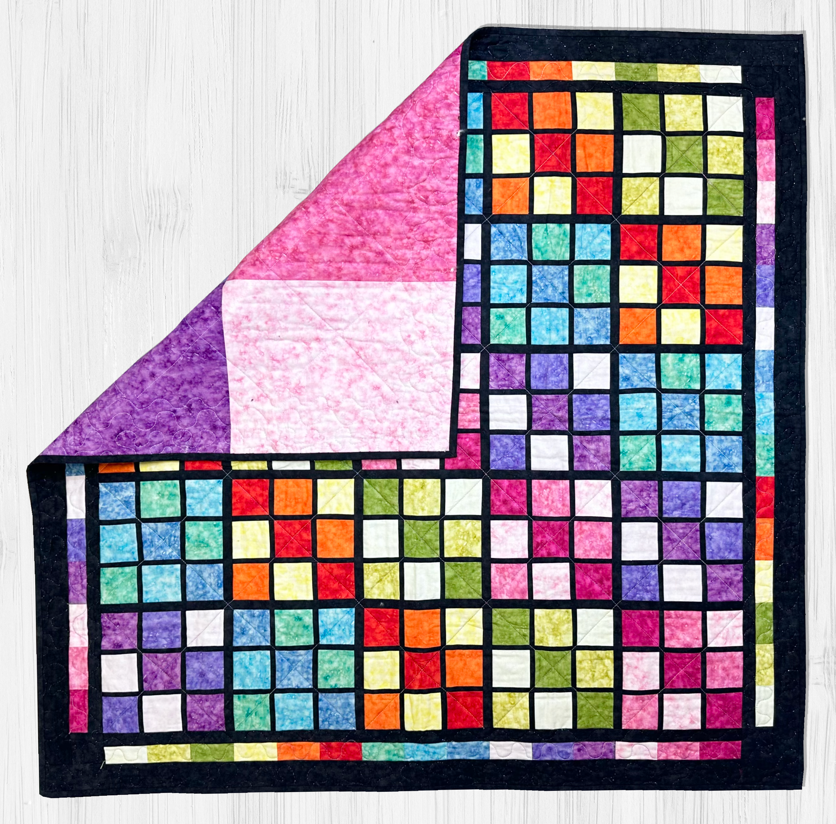 Premium 100% Cotton Lap Quilt- 104cm x 104cm (Rainbow) (Slight Damage)