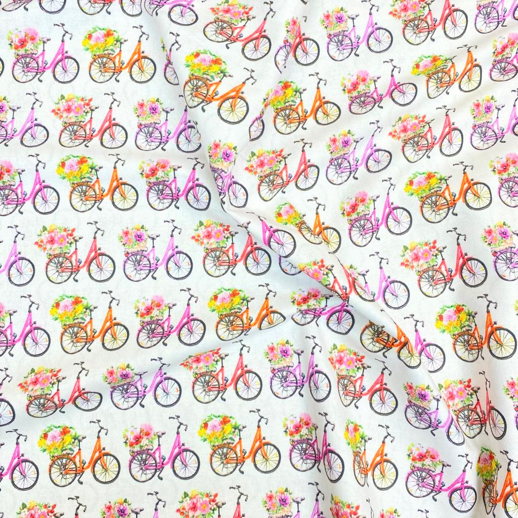 Per Metre Premium quality Digital Cotton, 'Bicycle' - 45" Wide