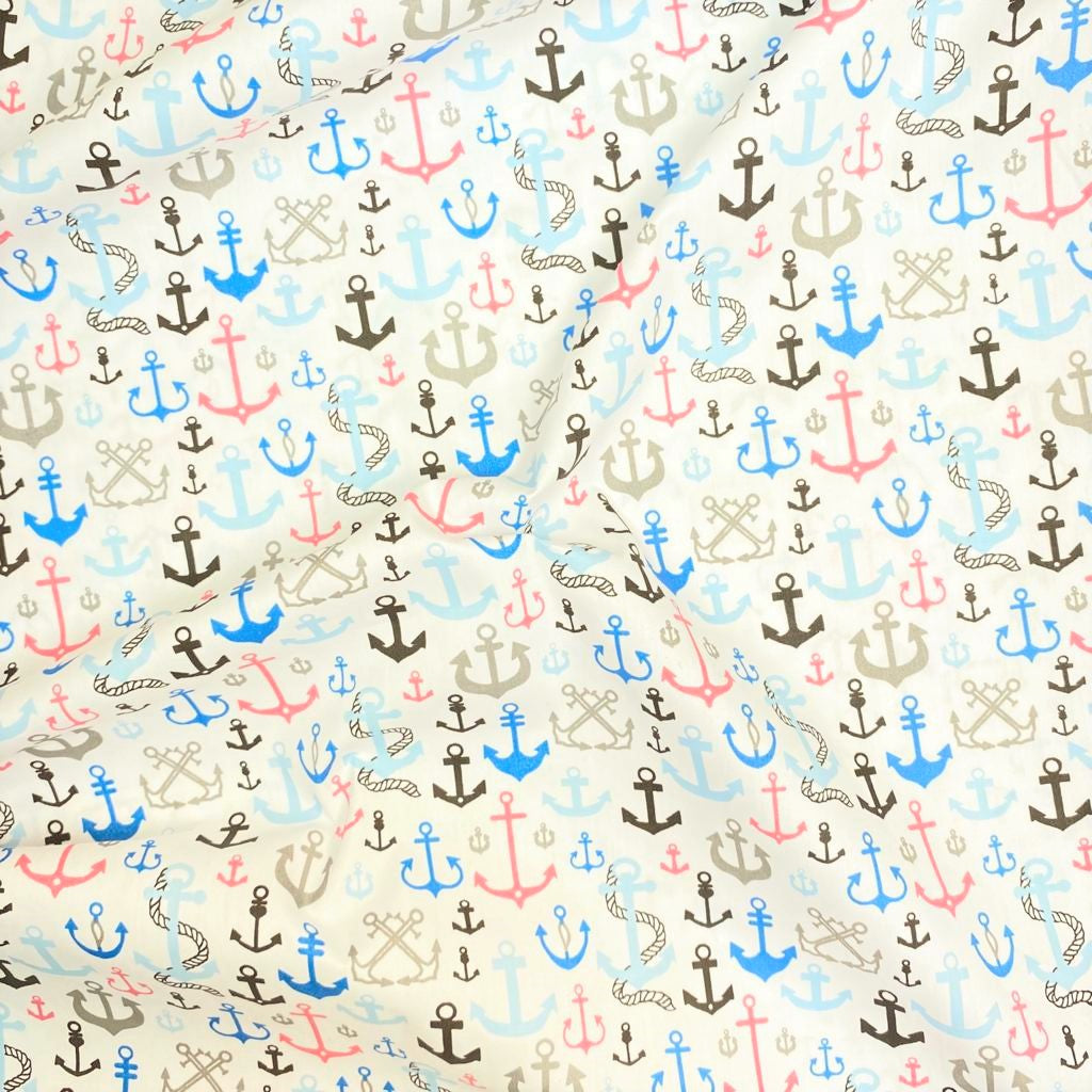 3 Metre Printed Organic Cotton, 'White' - 45" Wide