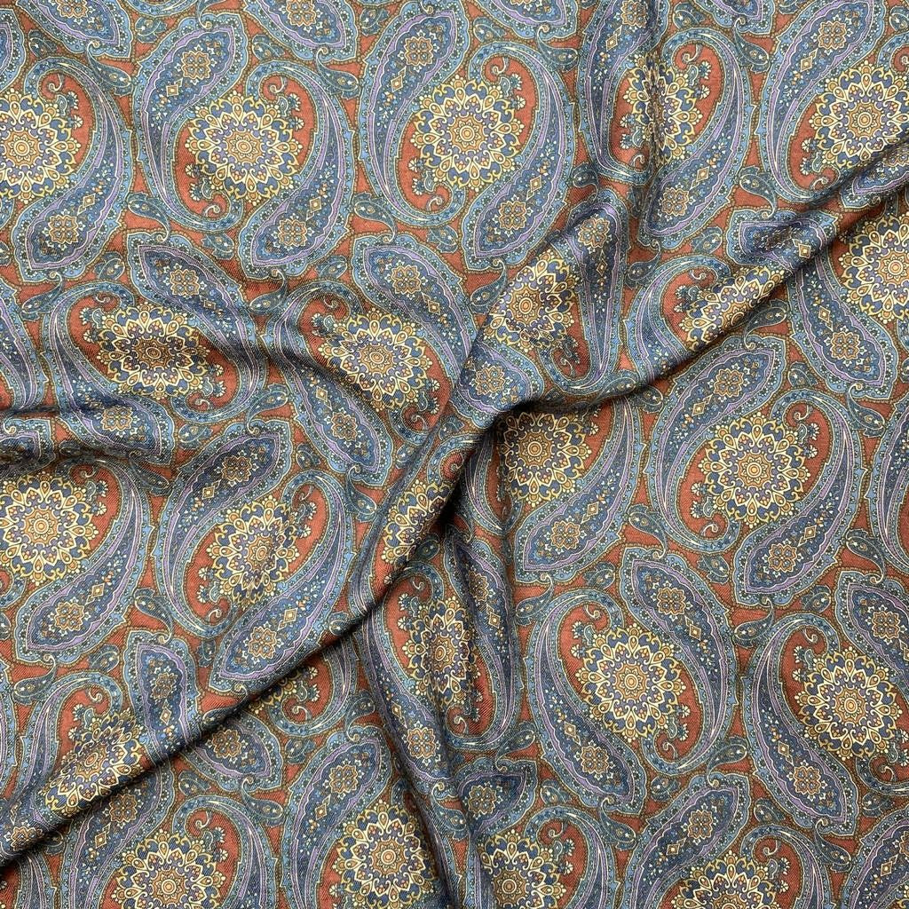 3 Metres Printed Cashmere Effect, 'Navy Paisley' - 45" Wide