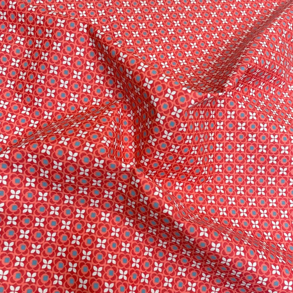 Digital 100% Cotton Poplin, 'Coral Red' - 63" Wide