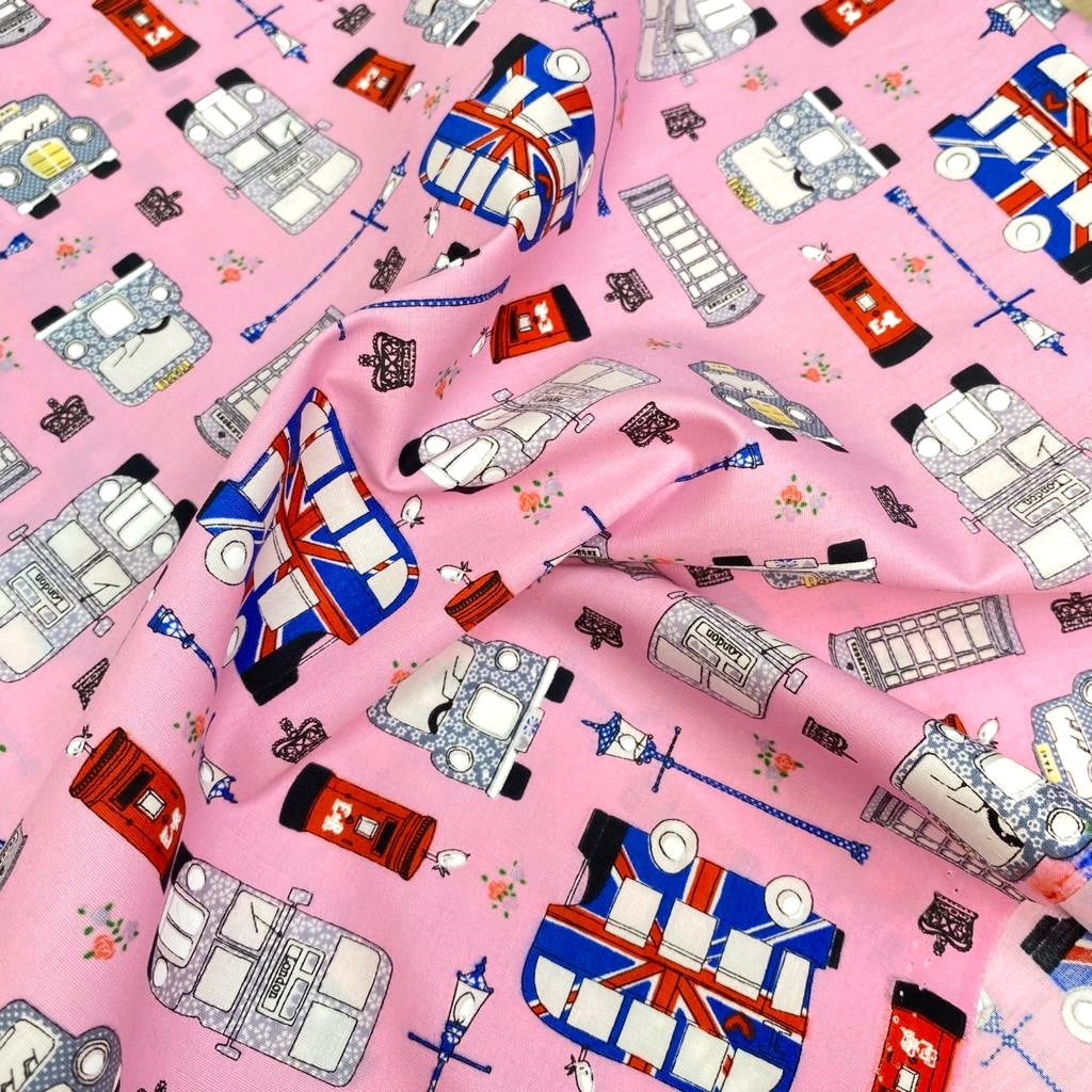 3 Metres Printed Cotton , 'London' - 45" Wide