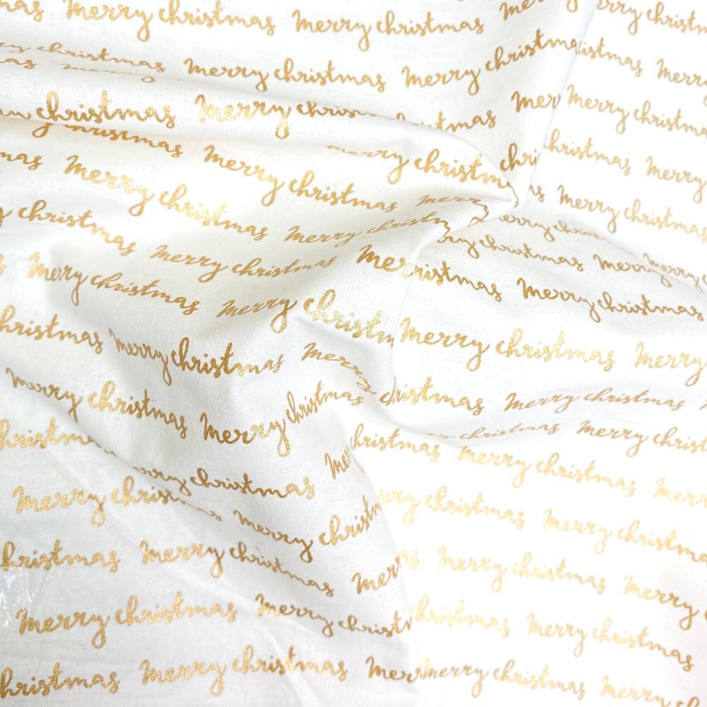 Printed Christmas Cotton, 'Merry Christmas' - 45" Wide