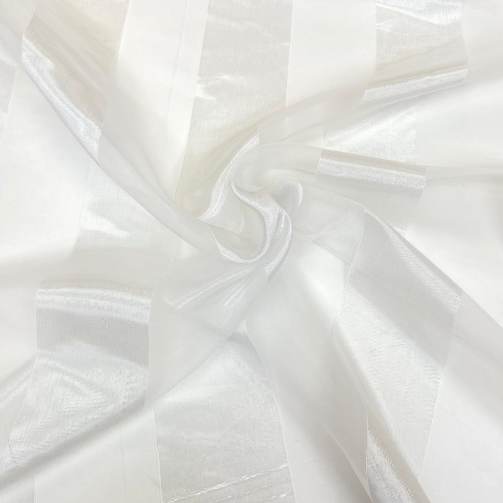 3 Metres Stripped Organza, 'Pearl' - 55" Wide