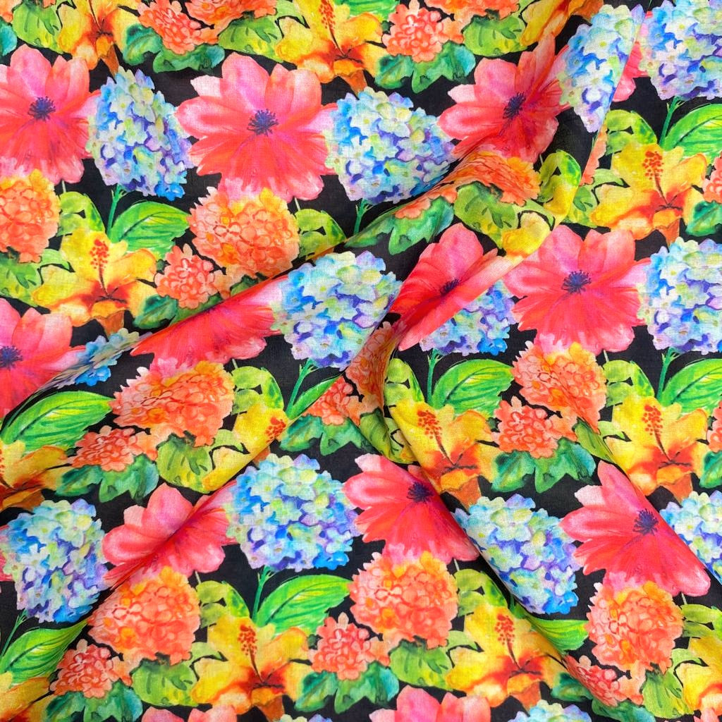 3 Metres, William Morris Inspired Cotton Lawn, 'Watercolour Meadows' - 55" Wide