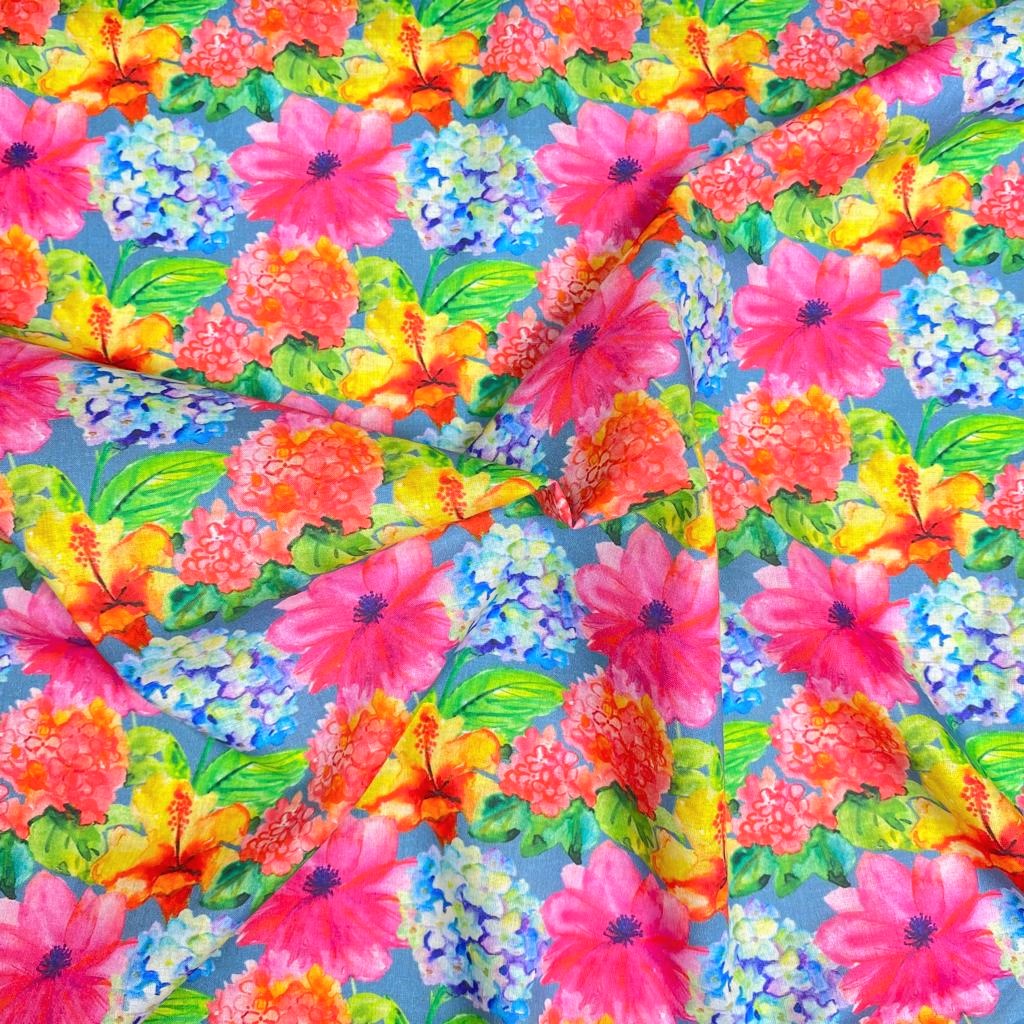 3 Metres, William Morris Inspired Cotton Lawn, 'Pastel Petalwash' - 55" Wide