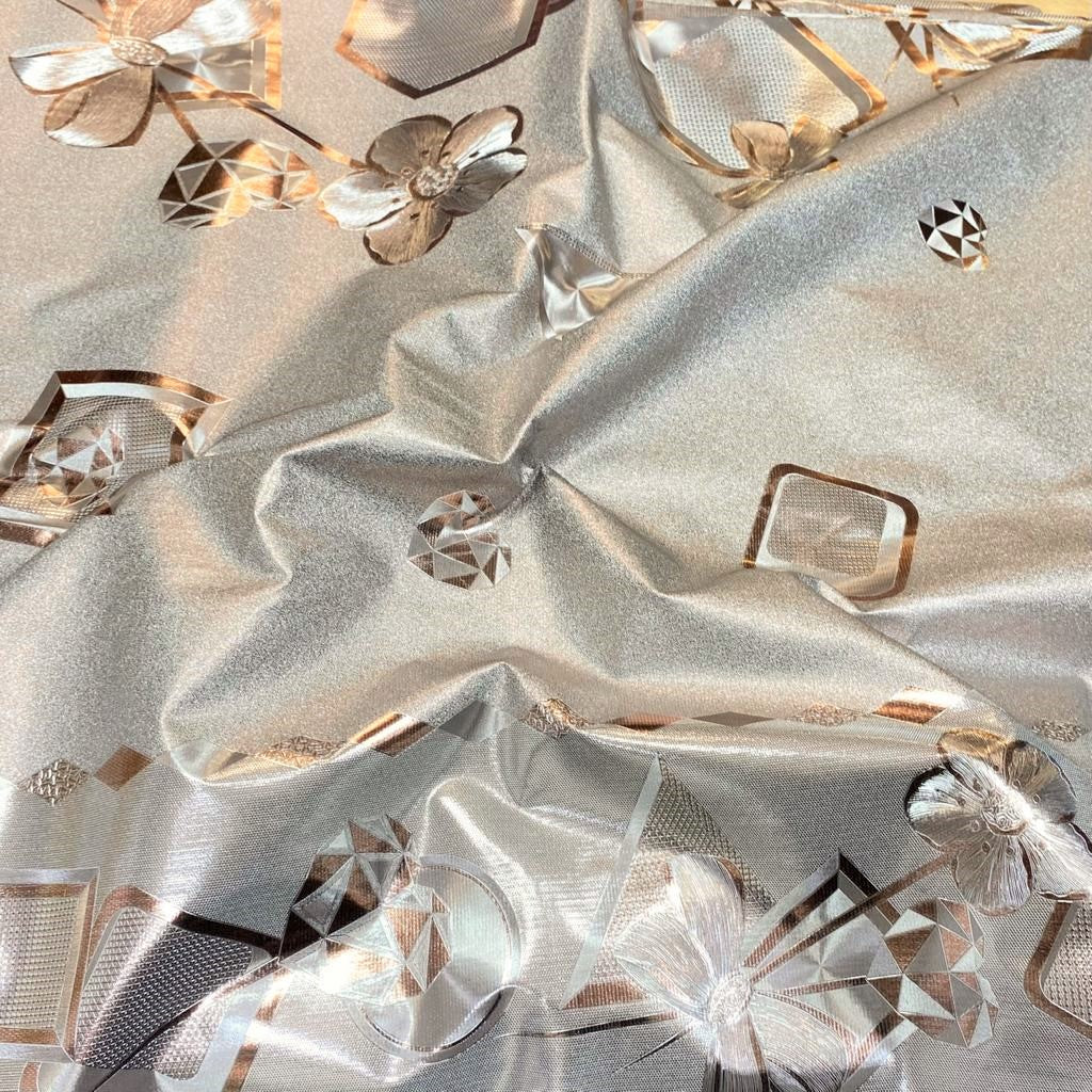 3 Metres, Soft Metallic PVC Fabric( Non-Toxic Food Grade), 'Bows' - 55" Wide