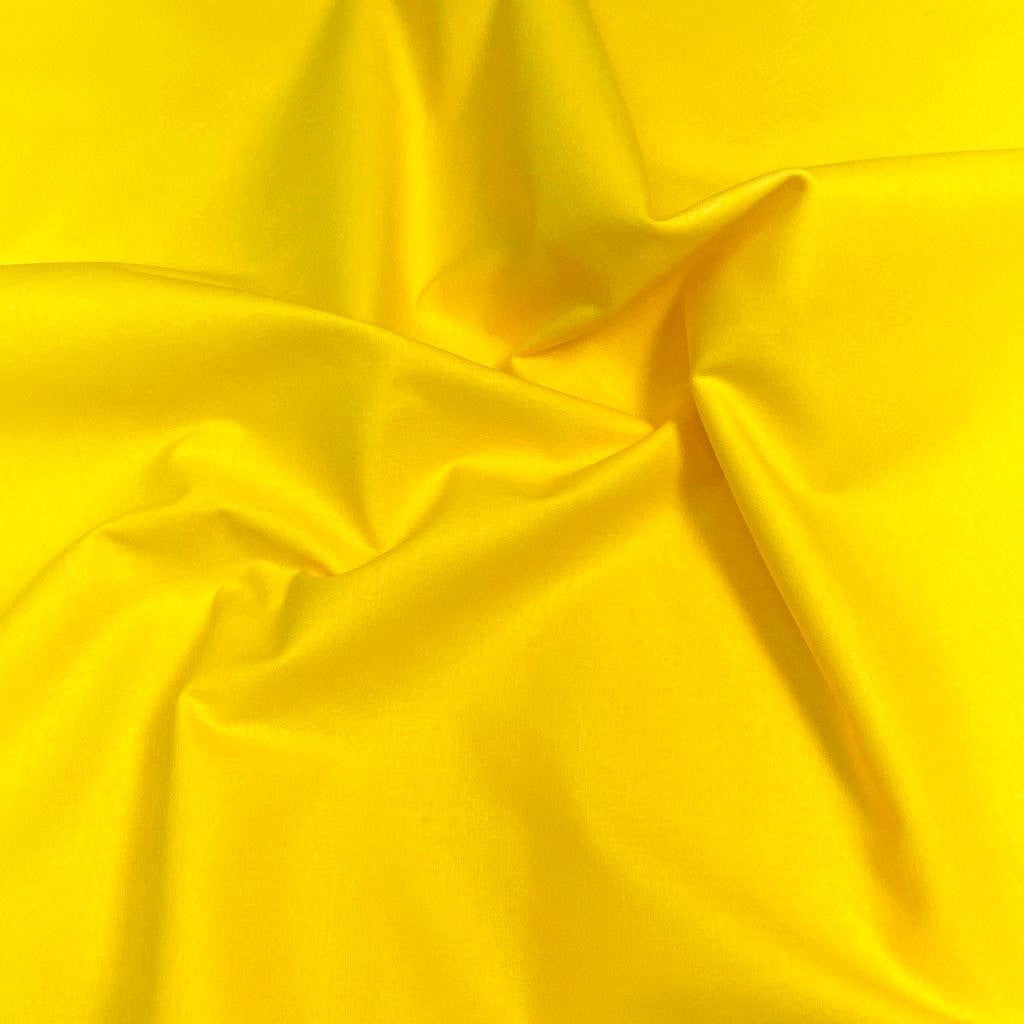 Sold Per Metre, High Thread Count Cotton Poplin, 'Lemon, Shade 40' - 45" Wide