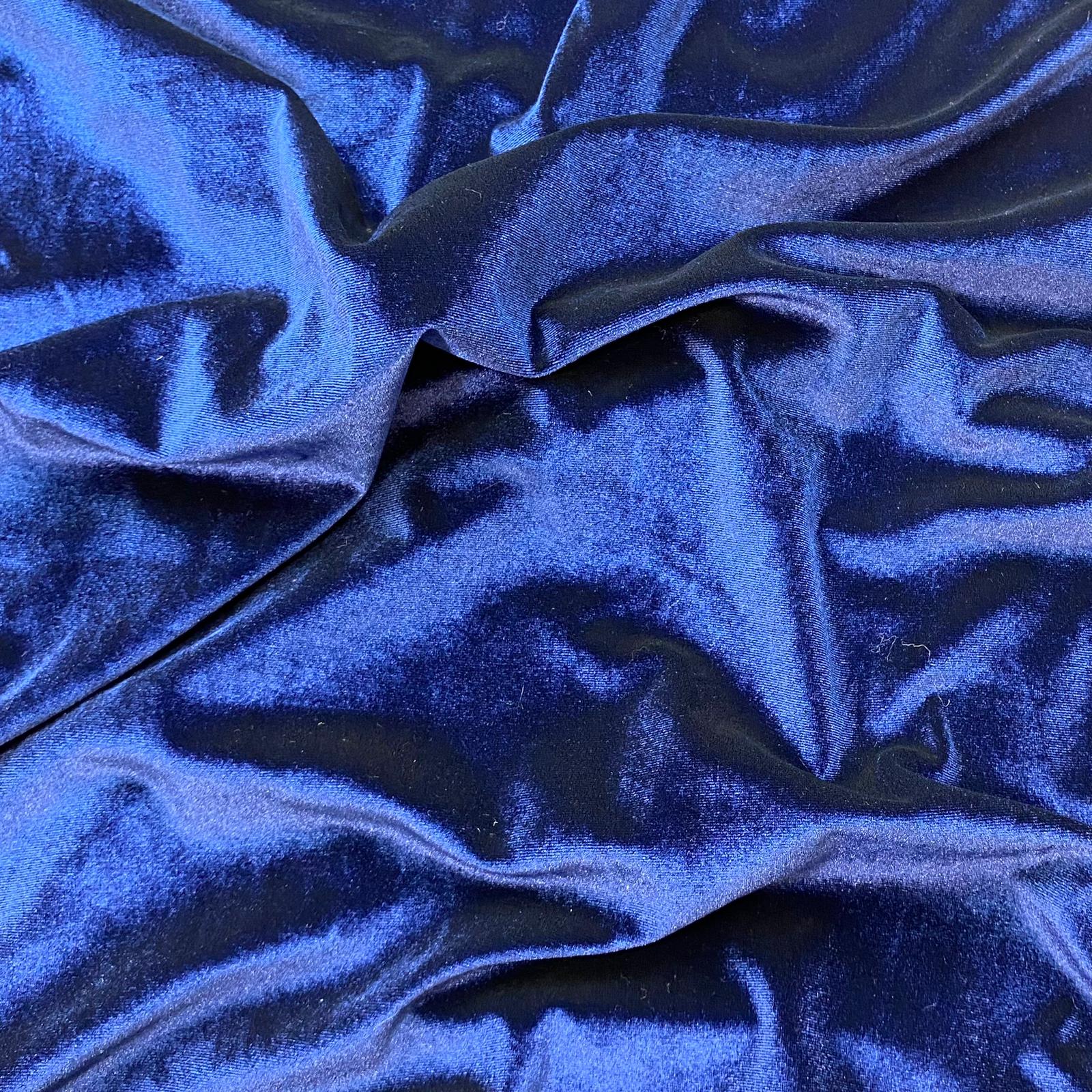 3 Metres, Luxurious Plush Spandex Velvet, 'Navy Blue' - 55" Wide