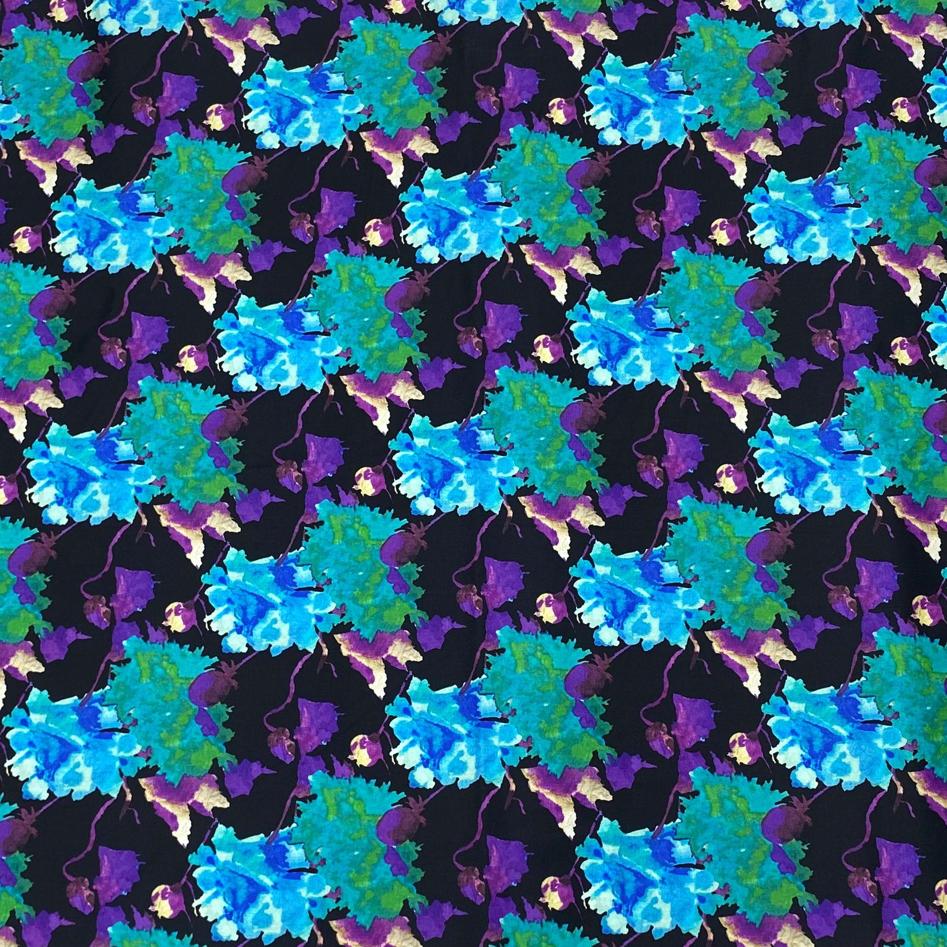 3 Metres Soft Printed Cotton Sateen, - 55" Wide 'Blueberry'