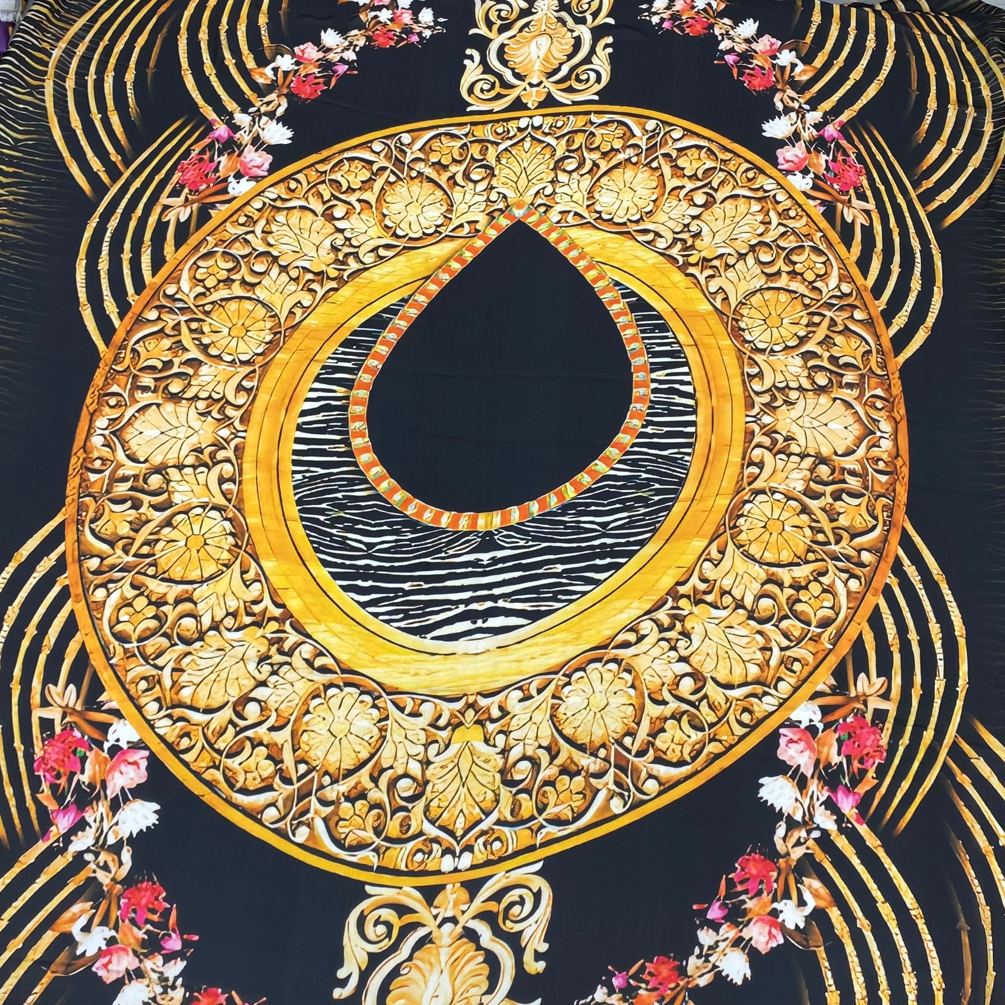 3 Metres Printed Fashion Satin- 45" Wide (GOLDEN) Made For Kaftans