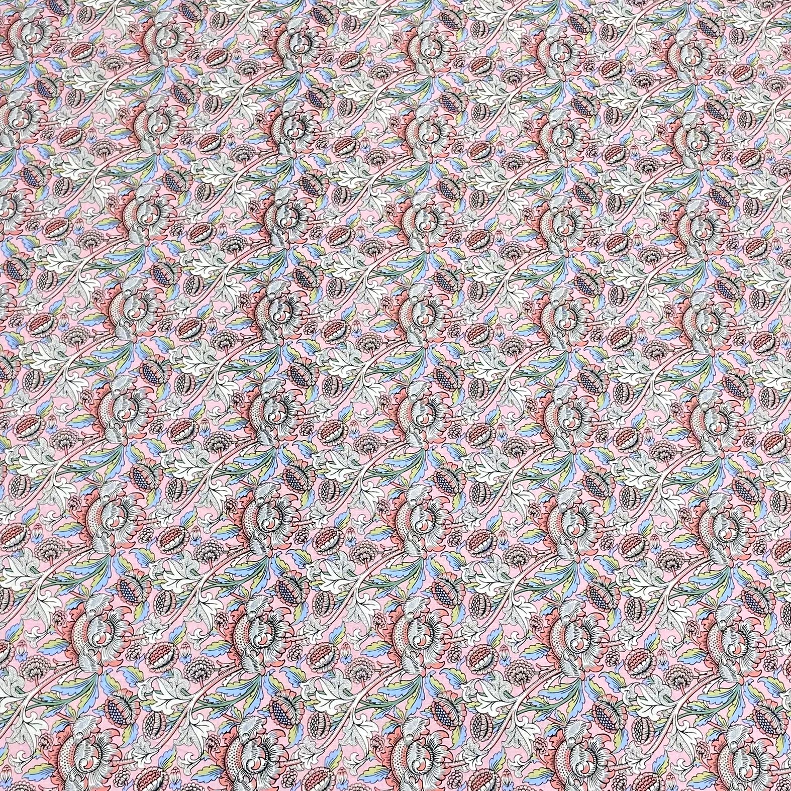 3 Metres Luxury Dressmaking 100% Cotton Lawn- 60" (Pink Flowers)