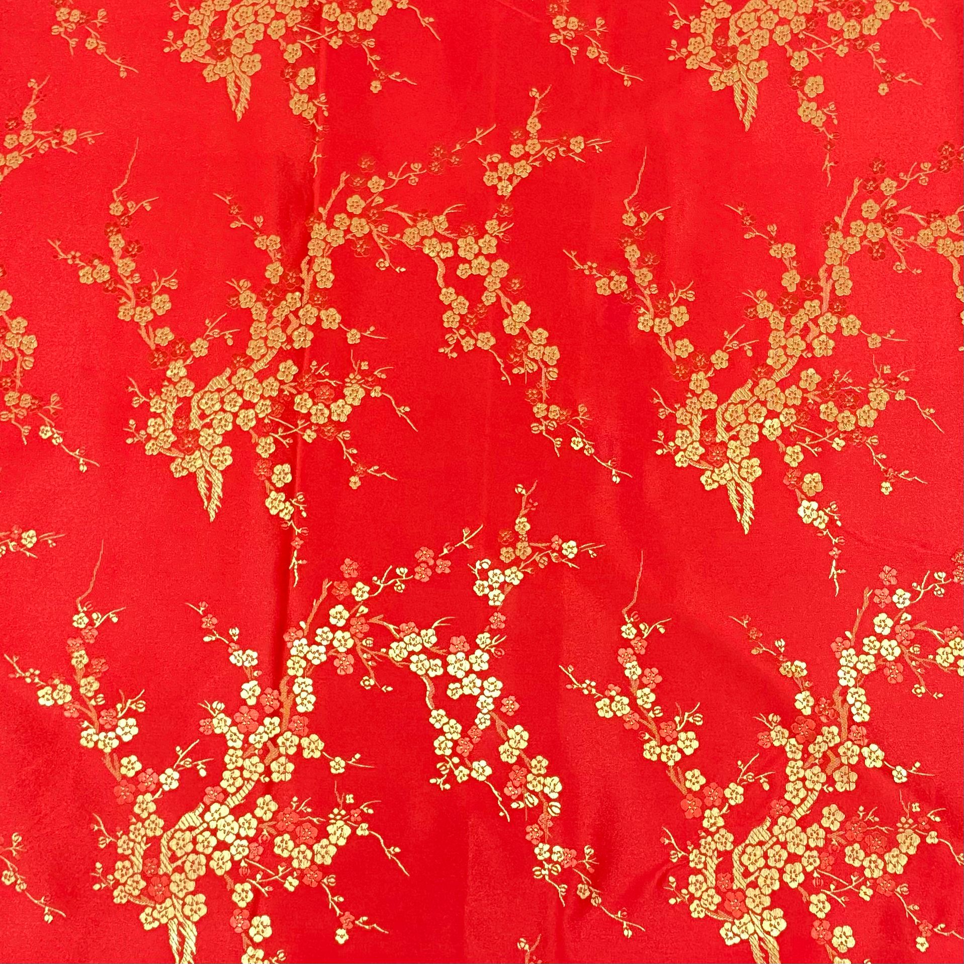 Per Metres Oriental Chinese Brocade - 45" Wide - (Red)