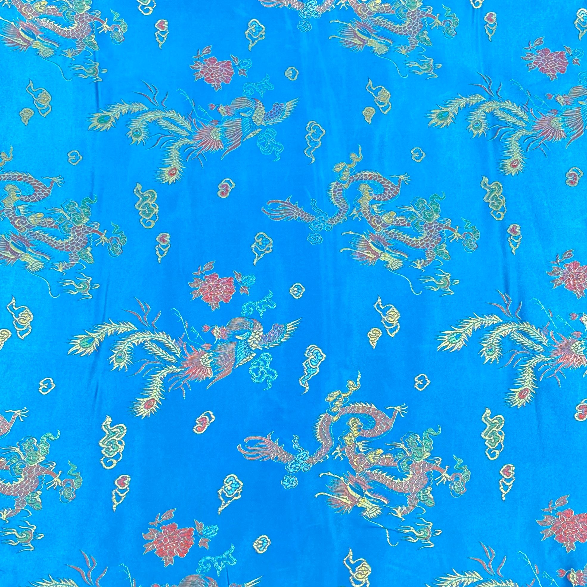 Per Metres Oriental Chinese Brocade - 45" Wide - (Blue)