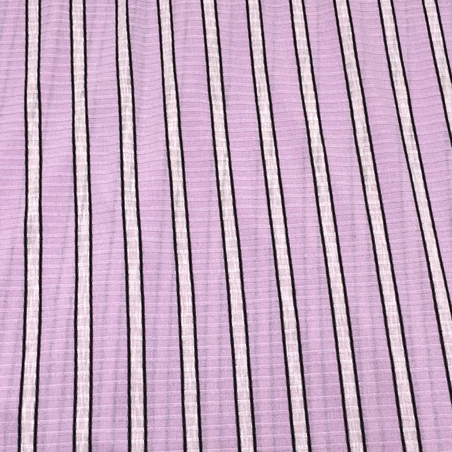 3 Metres Printed Ribbed Jersey 55” Wide - (Lilac & White)