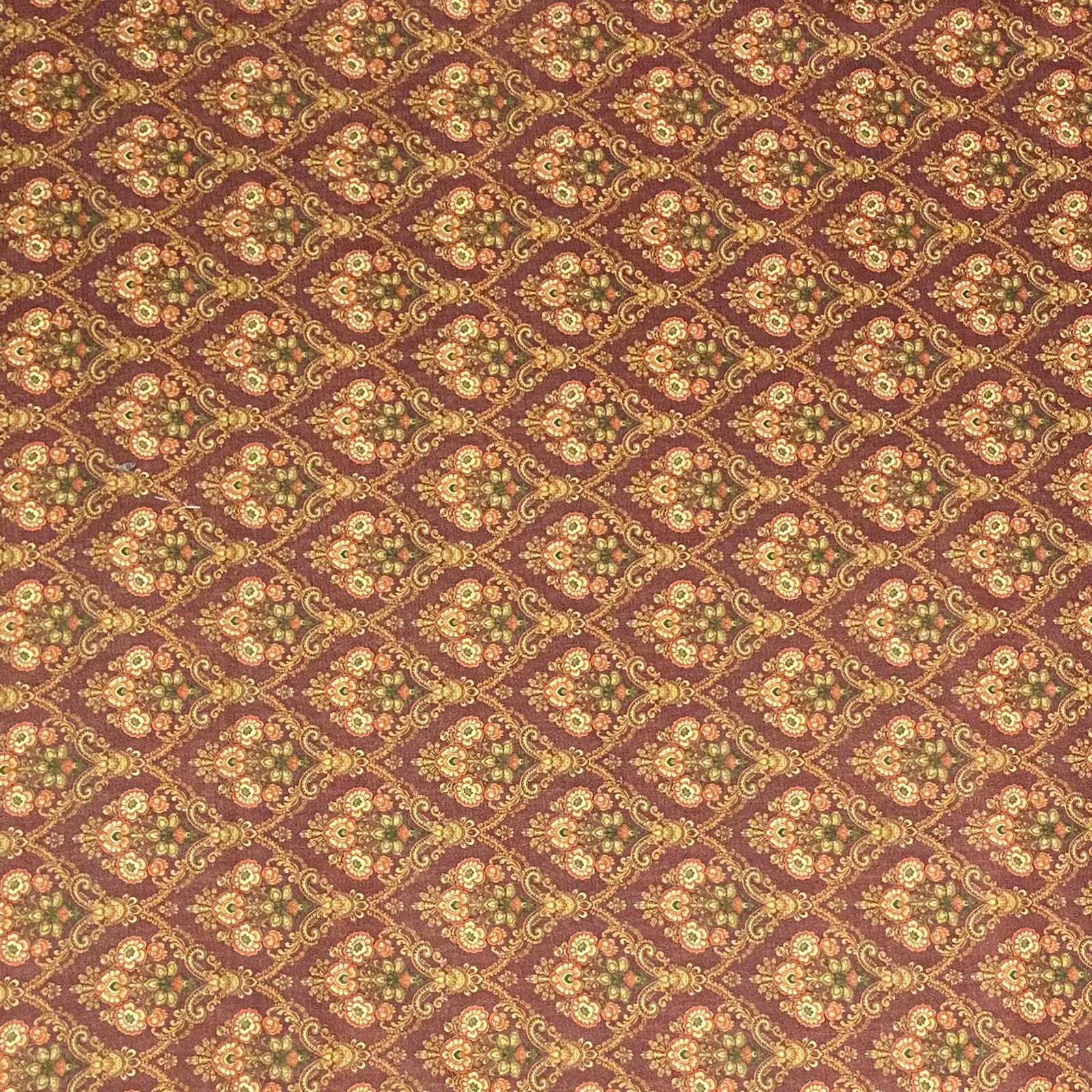 3 Metres Printed Cashmere Effect Crepe Fabric- 45" Wide (Brown)