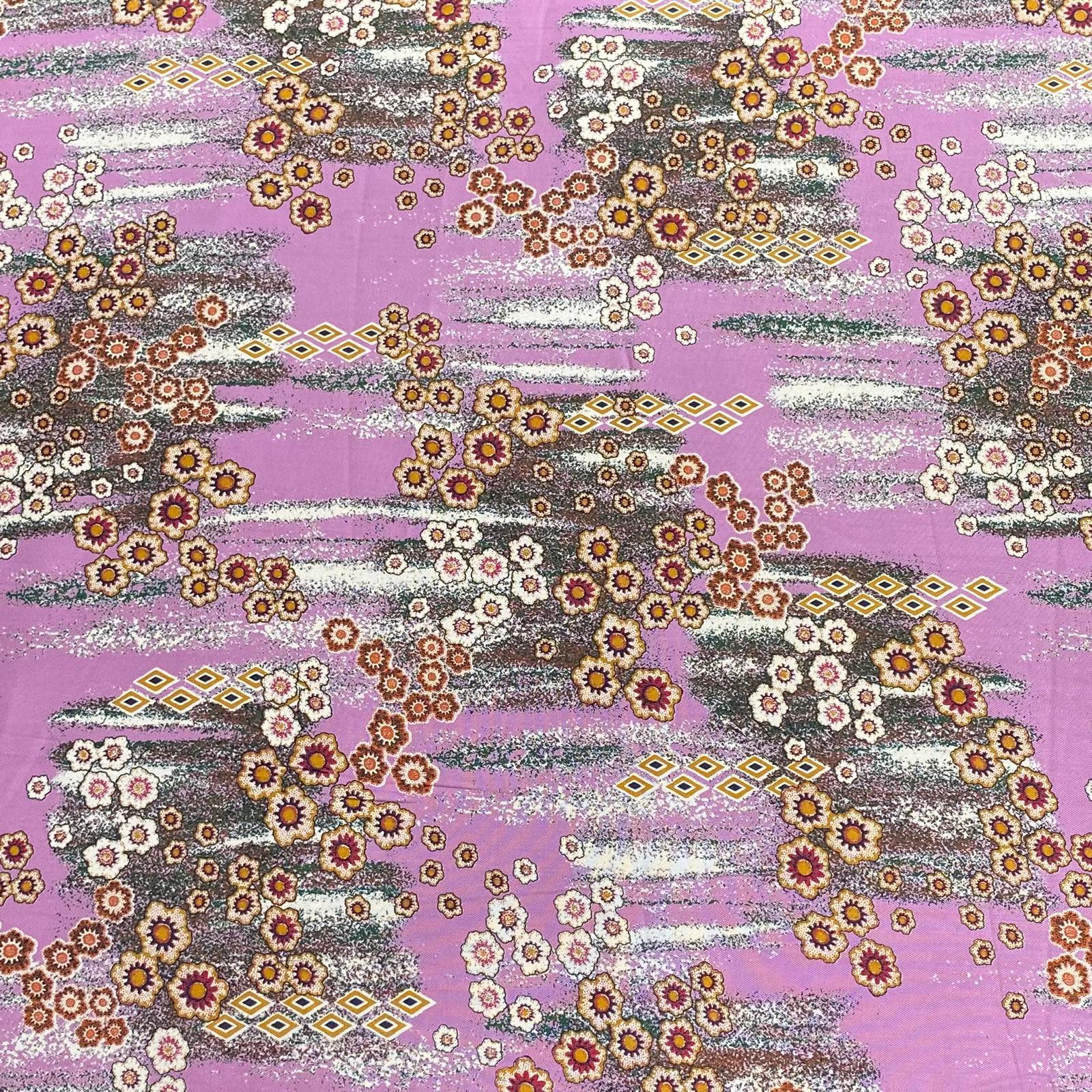 Luxury Dressmaking Printed Viscose, 'Pink', 55" Wide (3 Metres)
