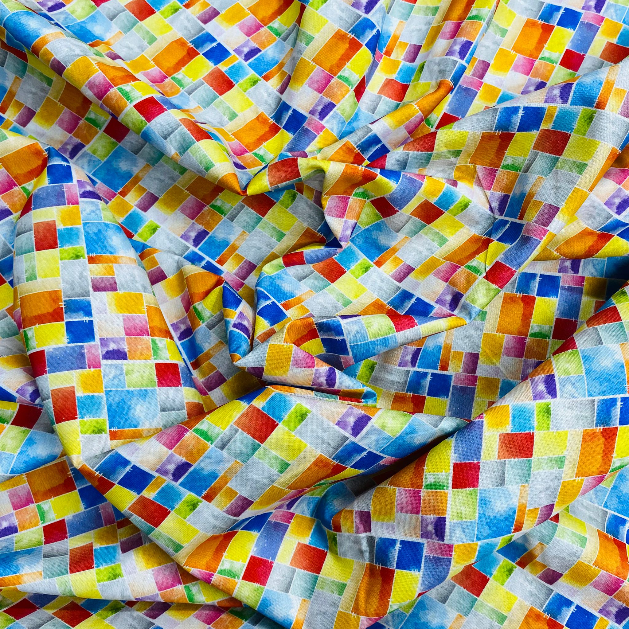 Per Metre 100% Digital Cotton Print - (Rainbow Weave)