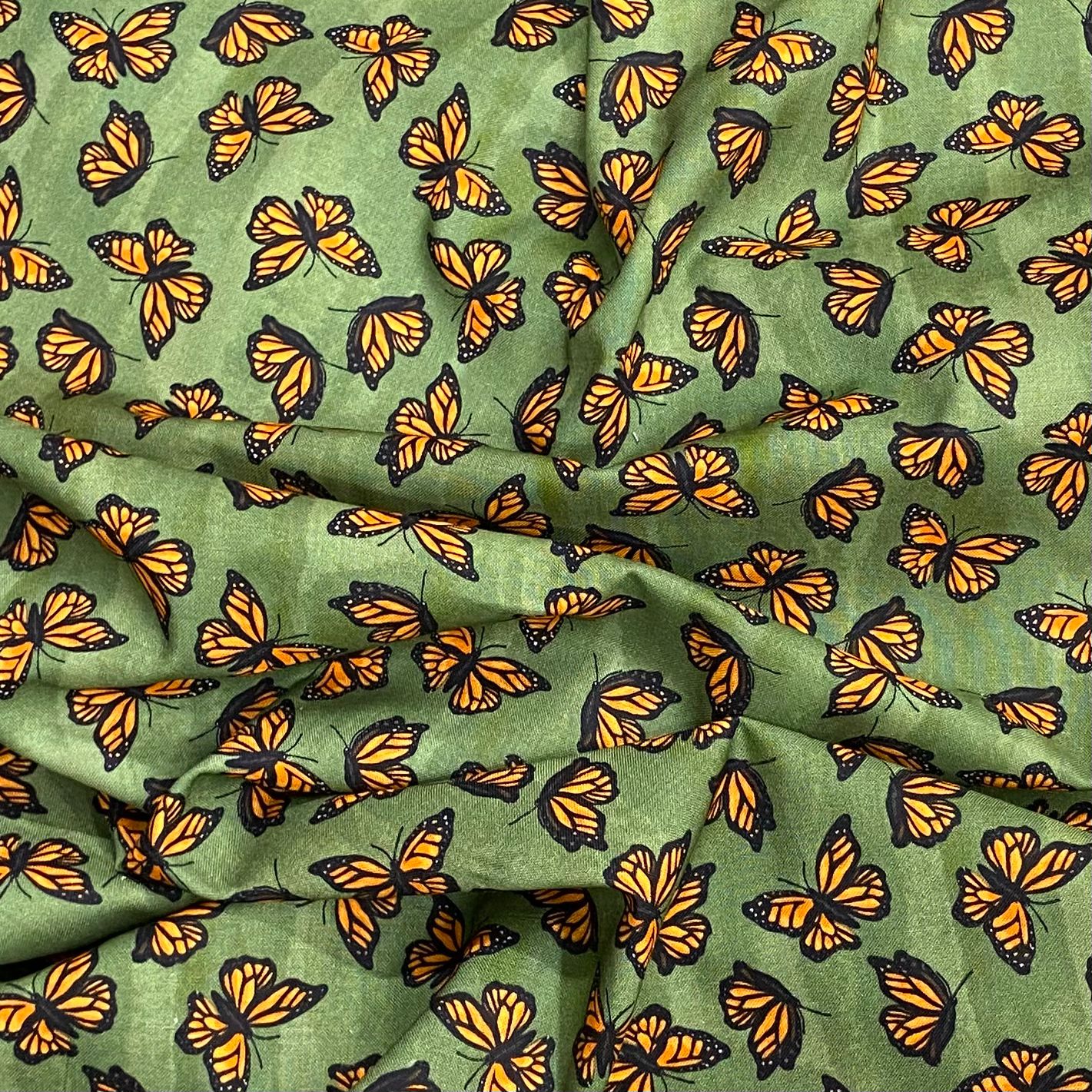 Per Metre 100% Digital Cotton Print - (Greens Wings)