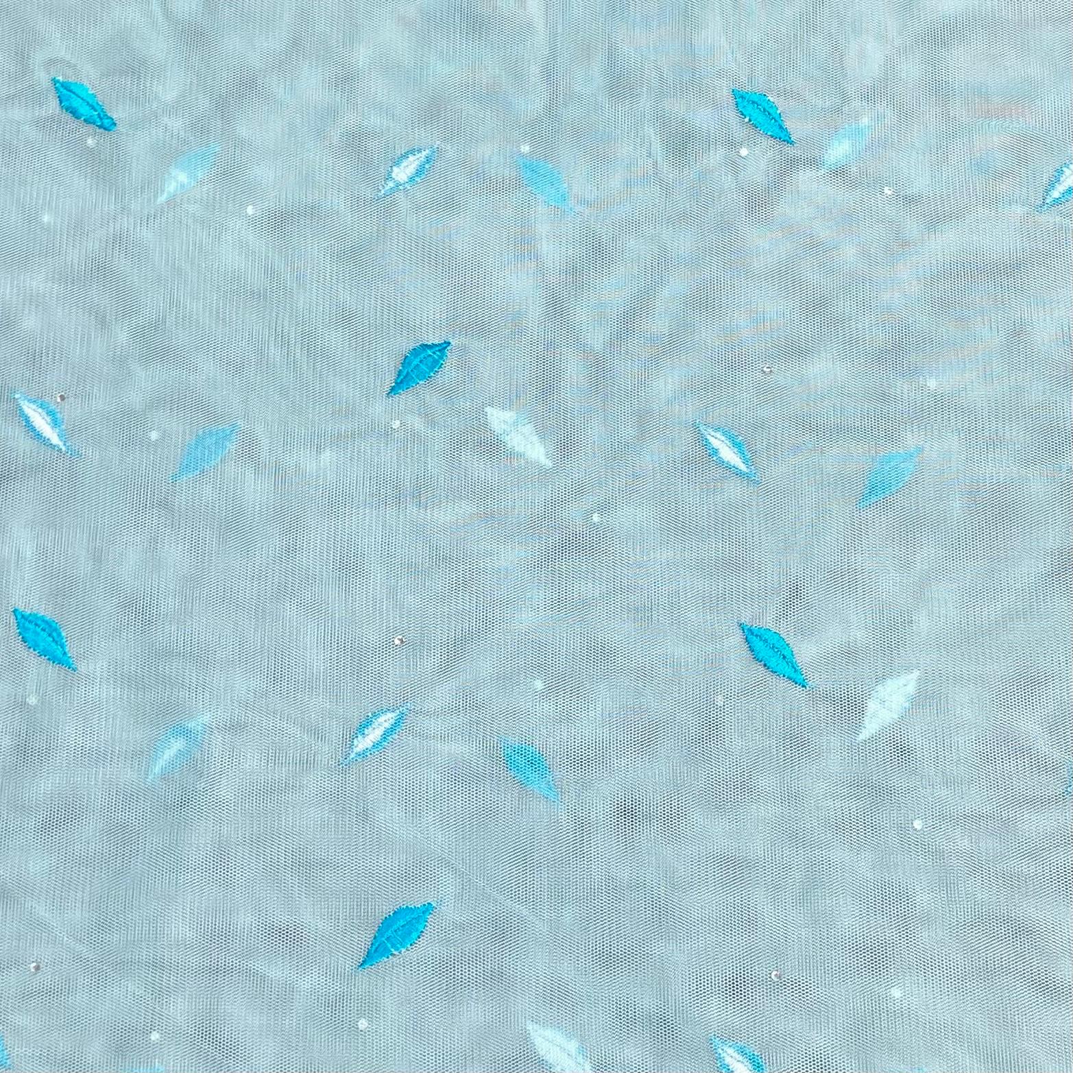 3 Metres Luxurious Embroidery Net - 55" Wide (Sky)