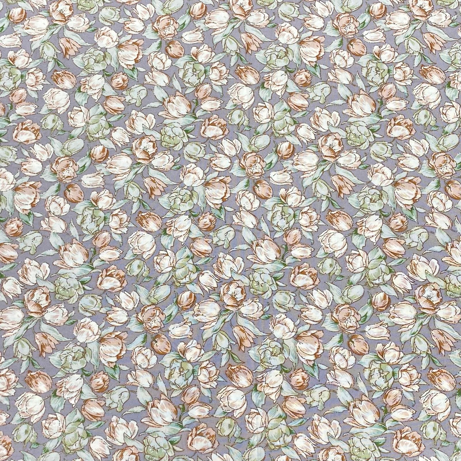 3 Metres, Premium Quality, Printed Dressmaking Viscose - 55" Wide (Grey Blossom)