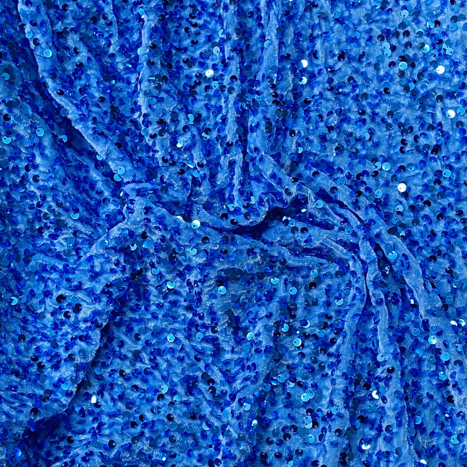 Luxurious Sequins On Velvet- 55" Wide - (Sky)