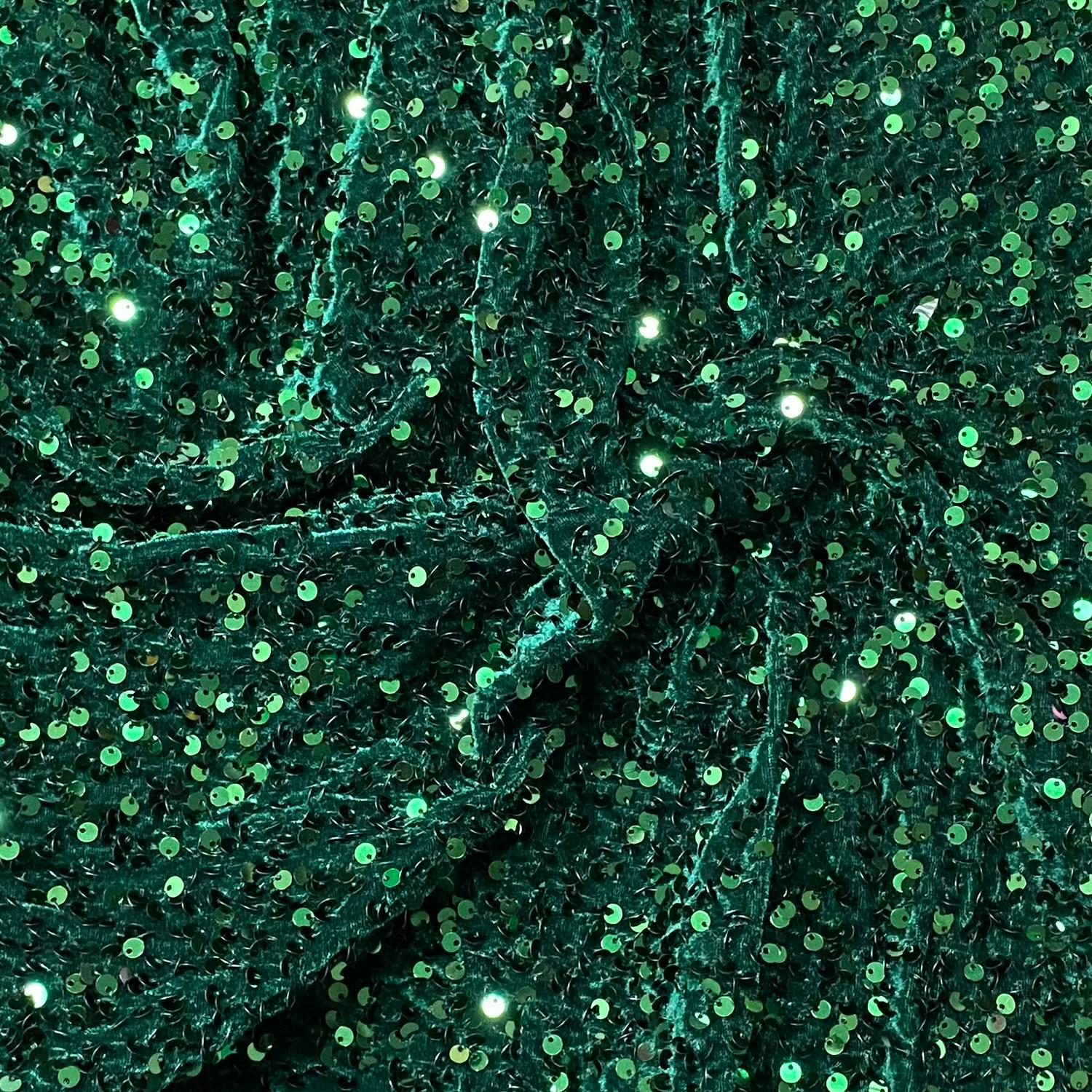 Luxurious Sequins On Velvet- 55" Wide - (Emerald)