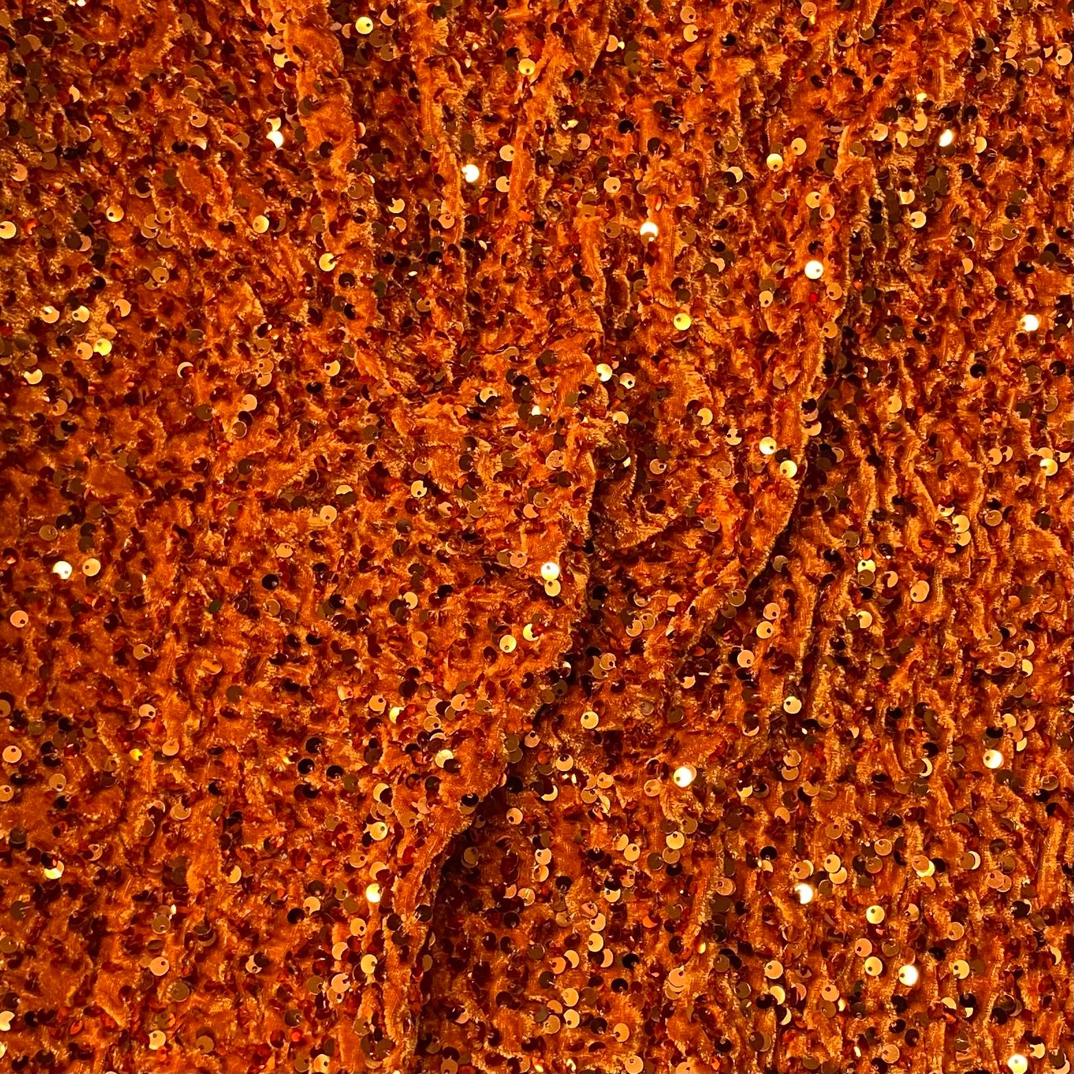 Luxurious Sequins On Velvet- 55" Wide - (Orange)