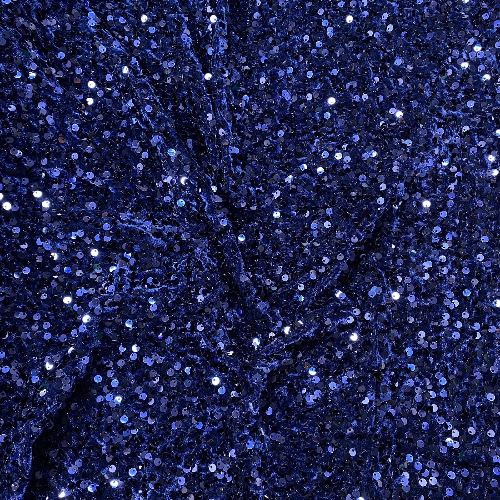 Luxurious Sequins On Velvet- 55" Wide - (Navy)