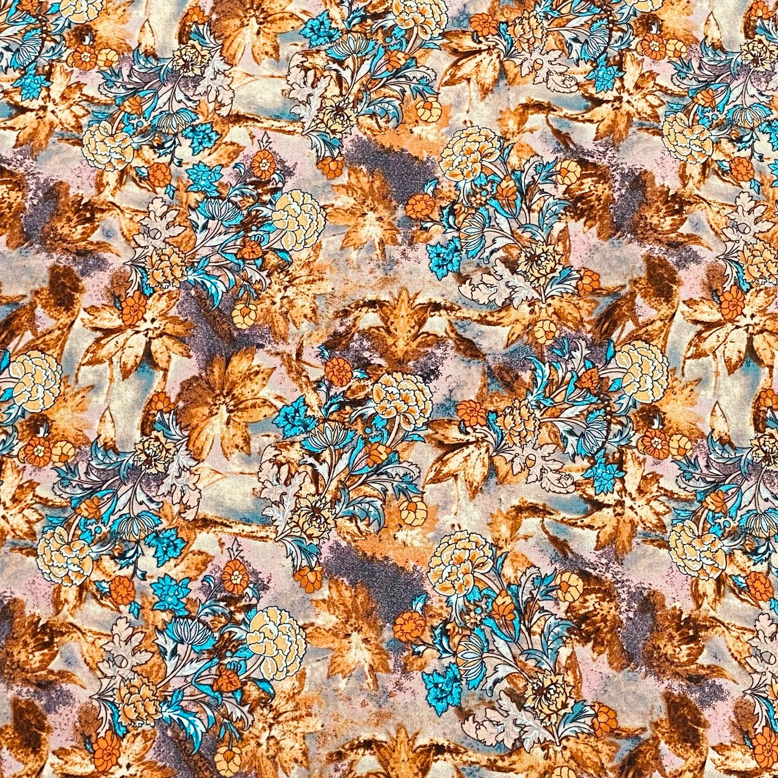 3 Metres, Printed Summer Dressmaking Viscose Fabric - Autumn Jungle