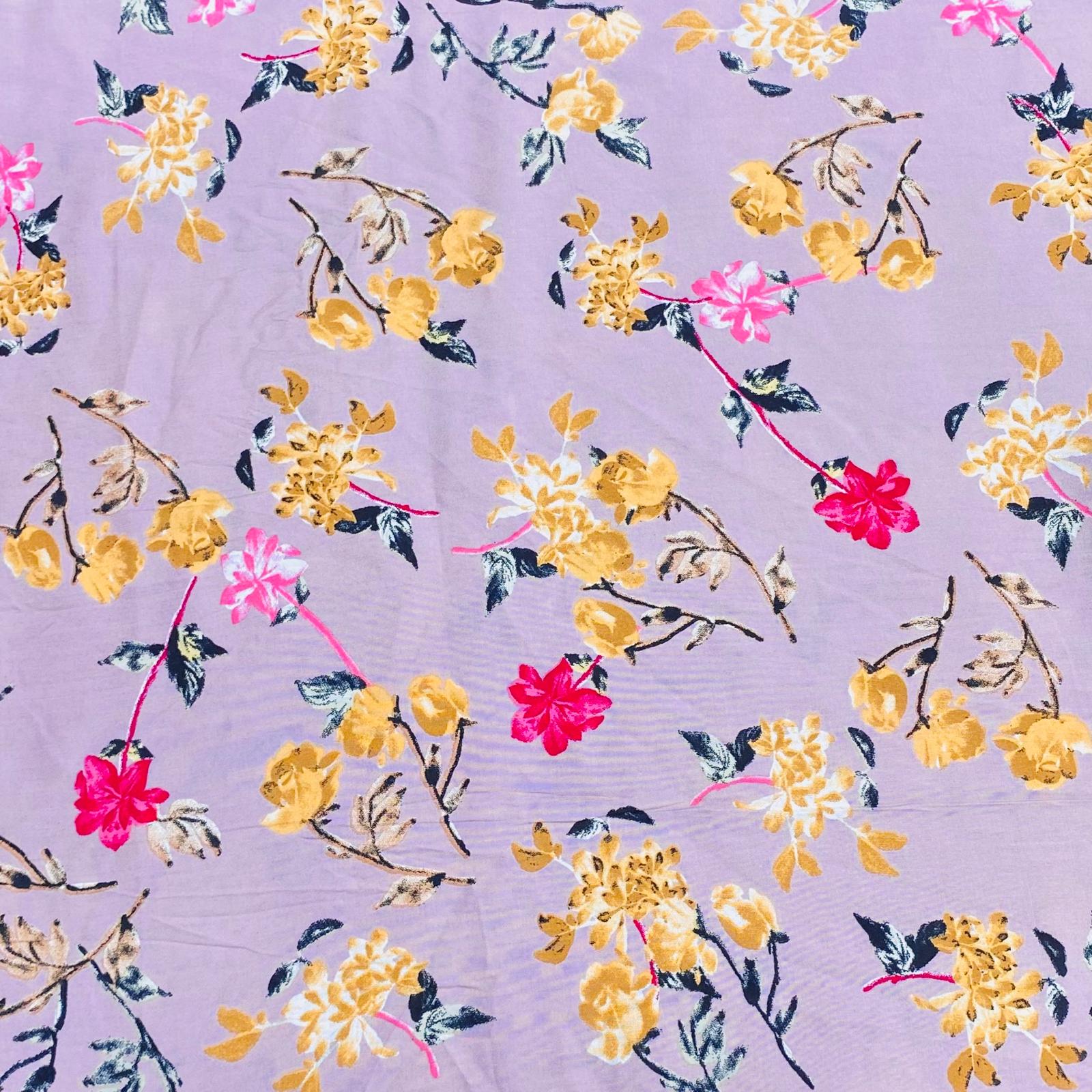 3 Metres, Printed Summer Dressmaking Viscose Fabric - Baby Pink