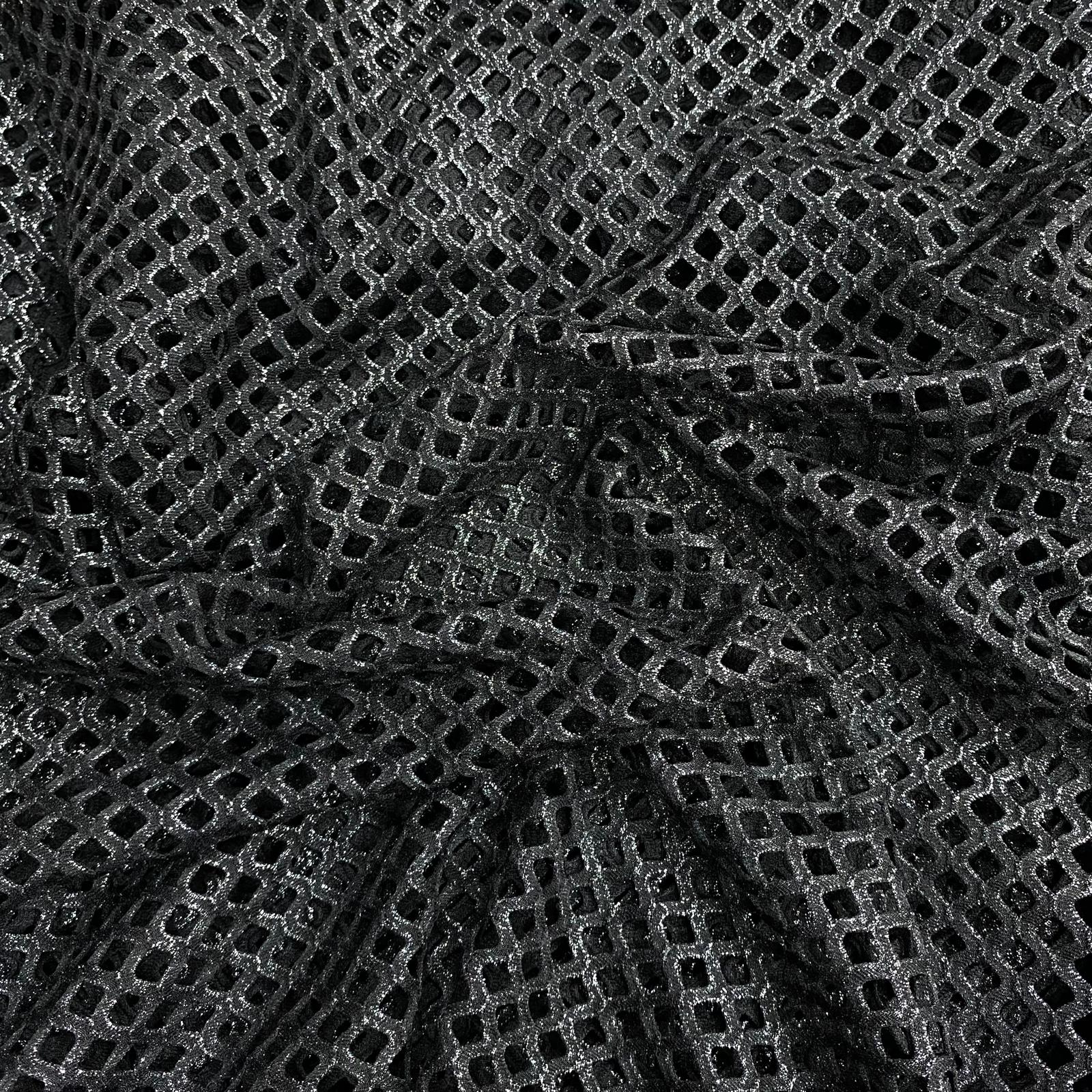 3 Metres Metallic Cutwork Jersey 60' wide (Black)