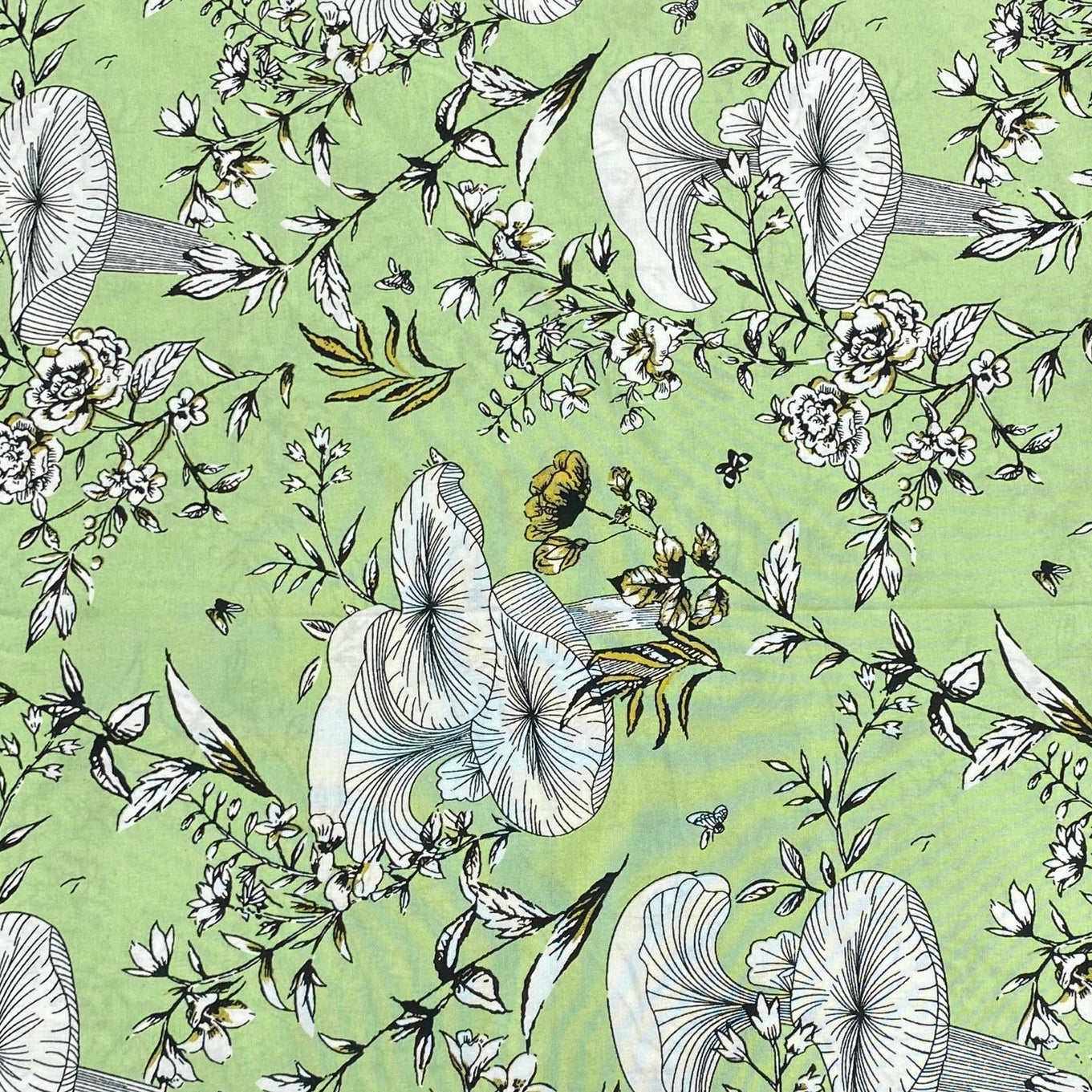 3 Metres, Printed Summer Dressmaking Viscose Fabric - Lime