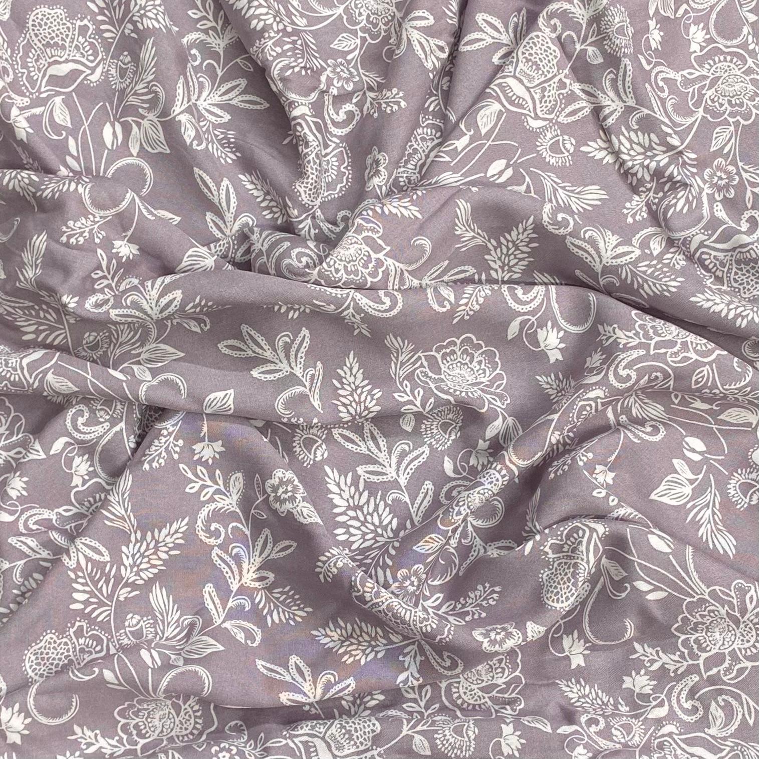 3 Metres, Printed Summer Dressmaking Viscose Fabric - Grey