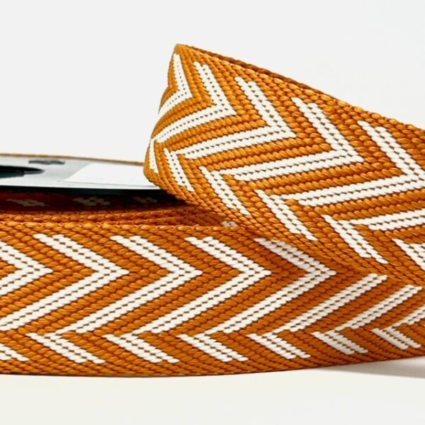 Per Metre Arrow Pattern Webbing: For Bag Straps- (MUSTARD & WHITE) 38mm / 40mm