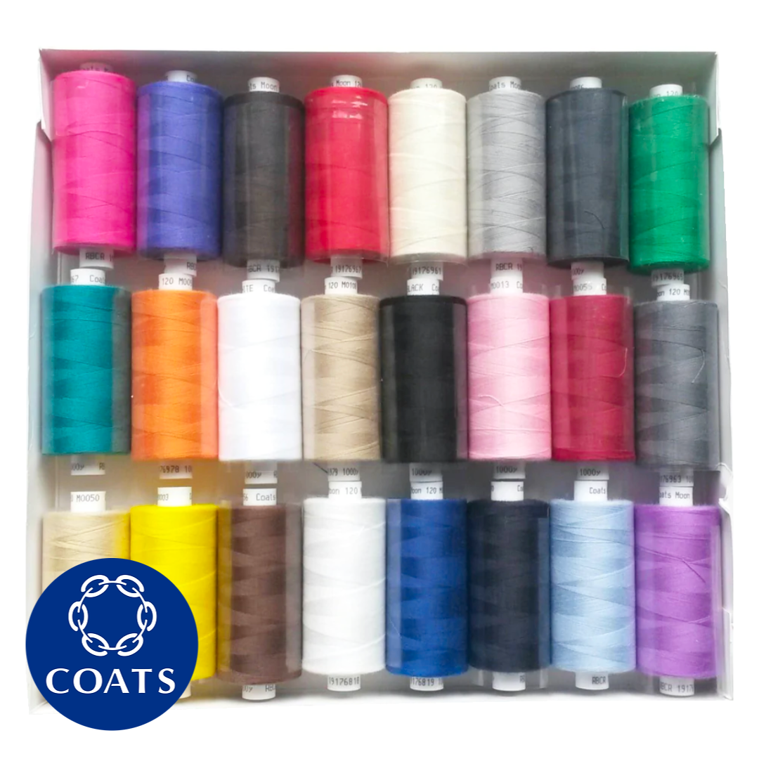 Saver Box Coats Moon Thread - 24 x Extra Large 1000y Reels For Sewing & Overlocking