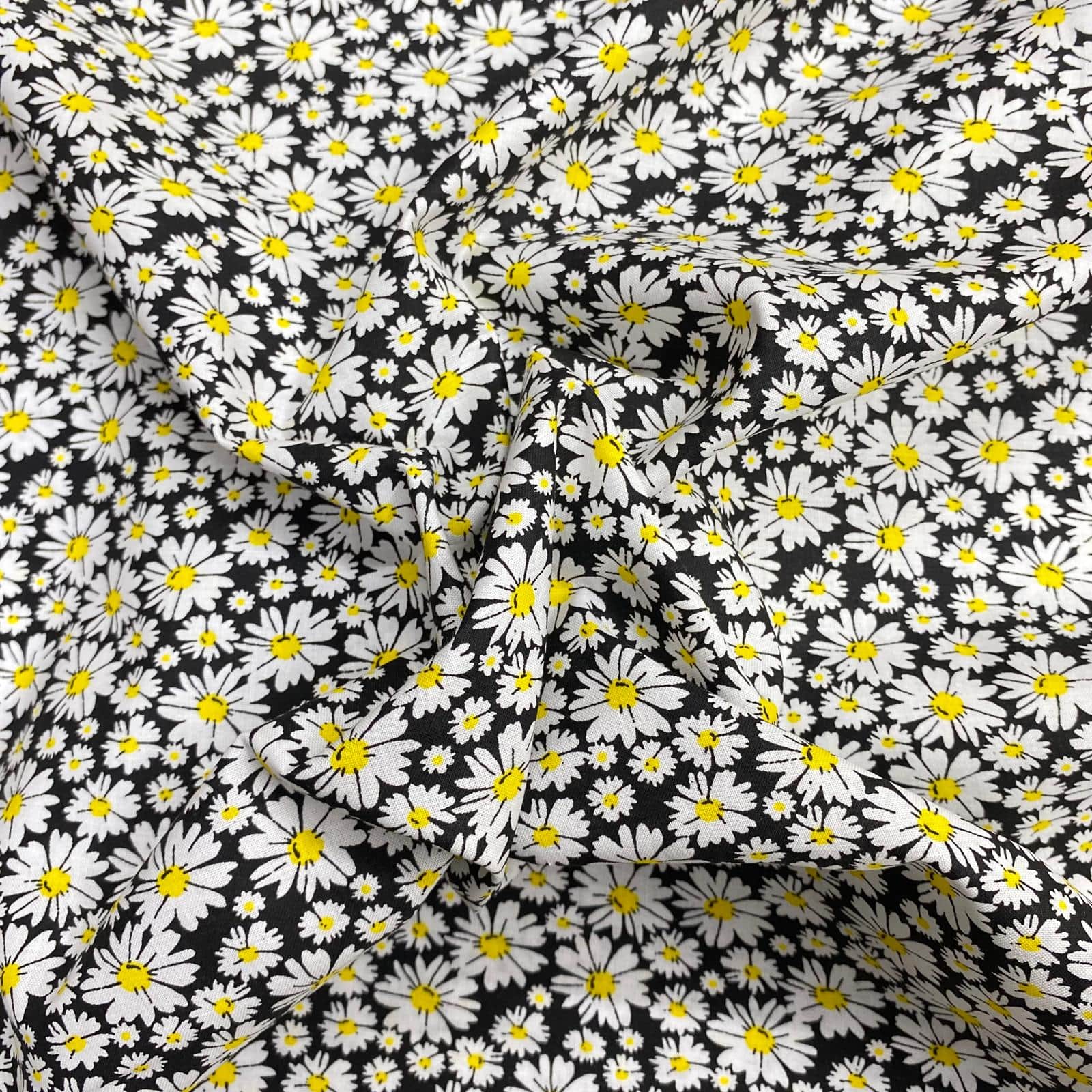 Pound A Metre Per Metre Per Metre Beautiful Digitally Printed 100% Cotton- 45" Wide (Sunflower Black)