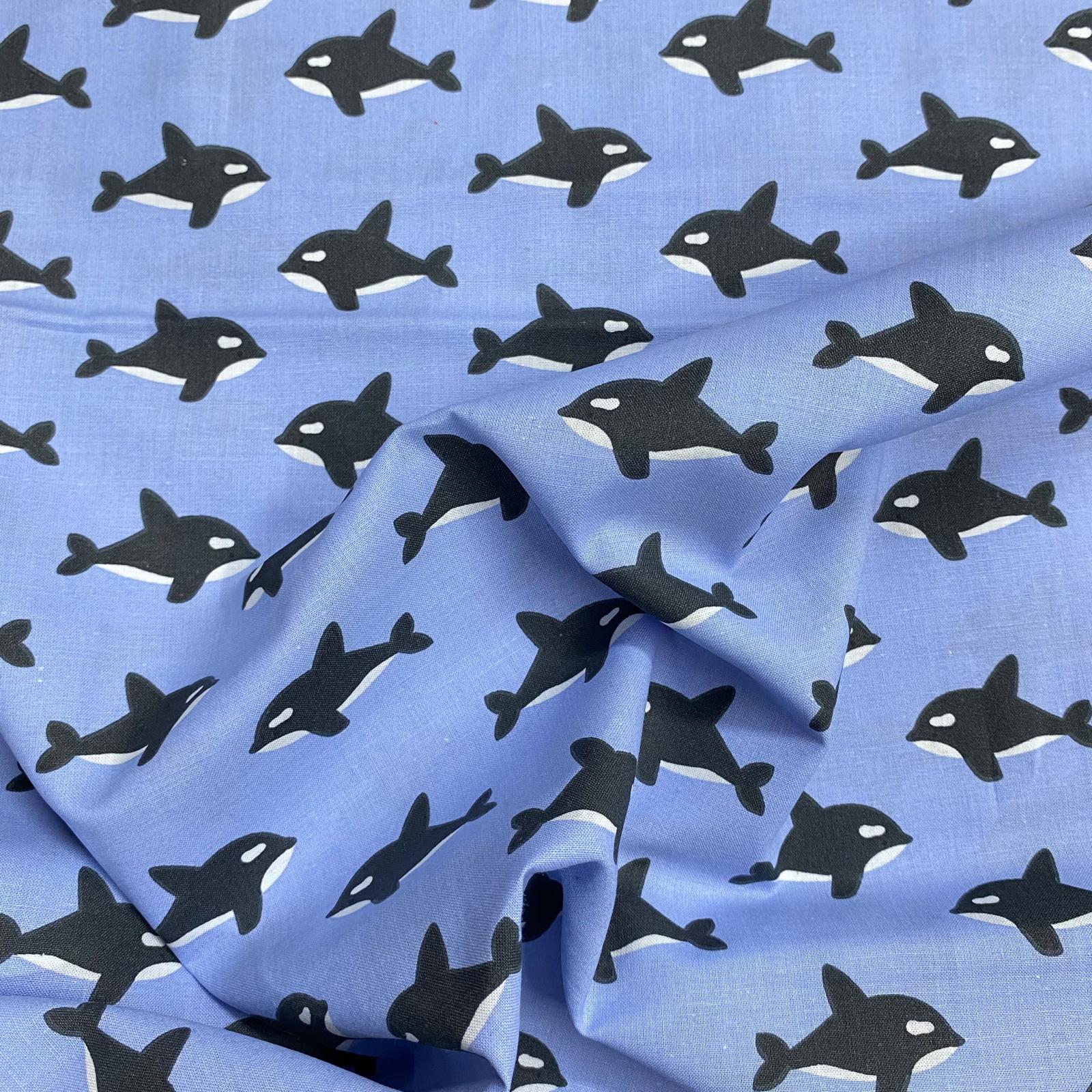 Pound A Metre Per Metre Per Metre Beautiful Digitally Printed 100% Cotton- 45" Wide (Whale)