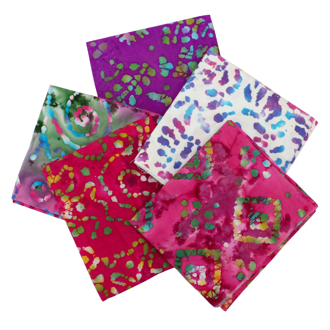 5 Piece Exclusive Fat Quarter 100% Cotton Batik - Pink