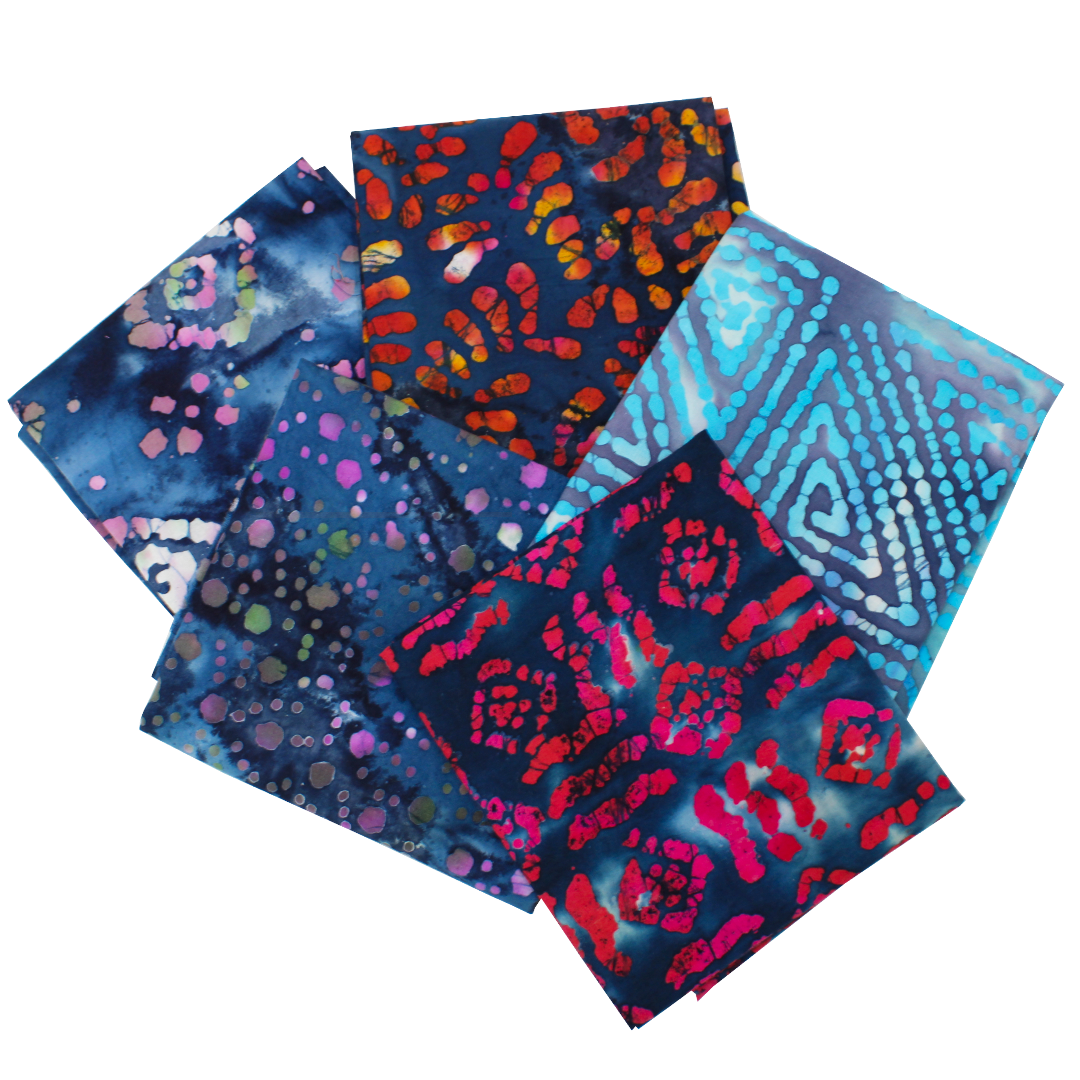 5 Piece Exclusive Fat Quarter 100% Cotton Batik - Blue