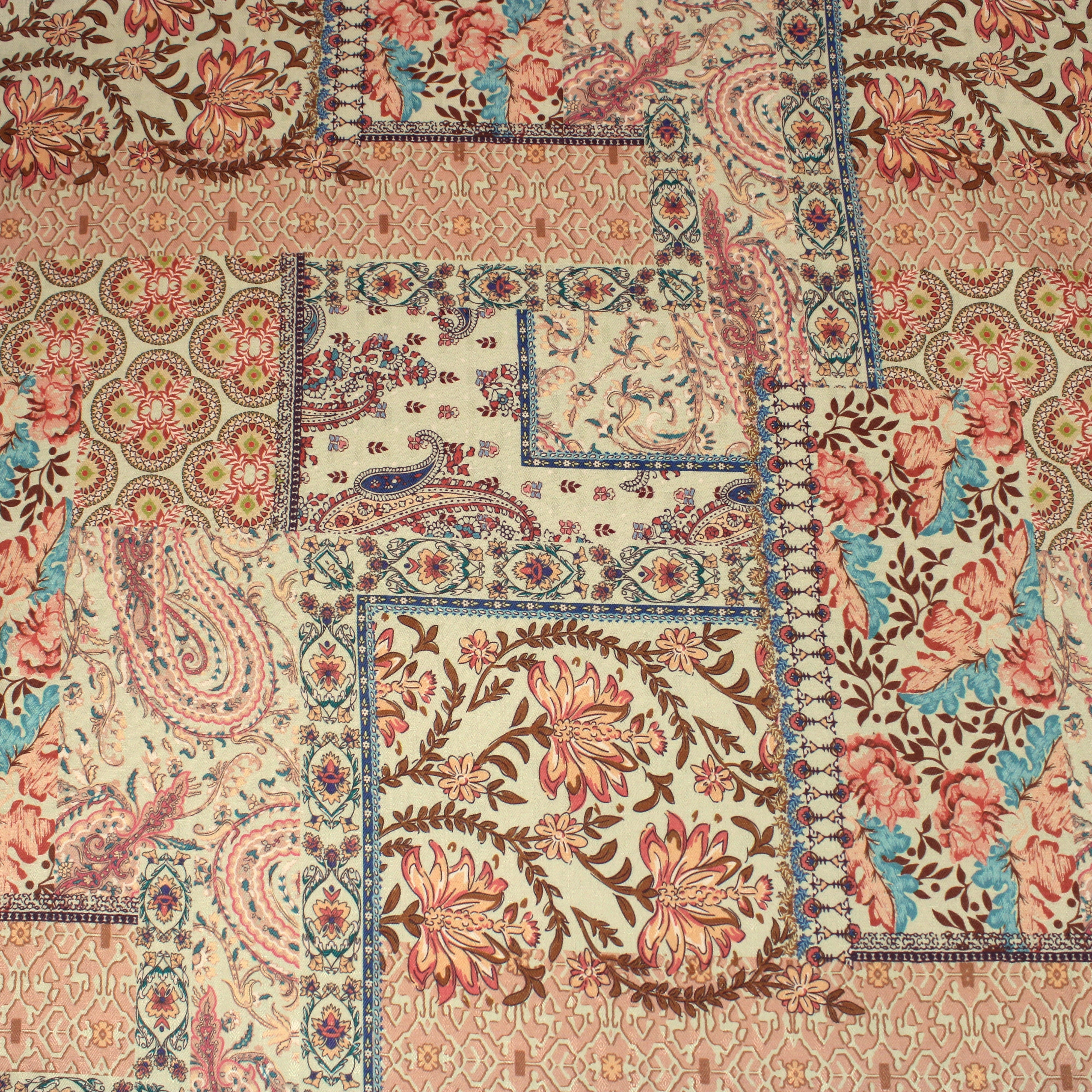 Printed Cashmere Effect Crepe Fabric- 45" Wide (Orange Mosaic) (3 Metres)